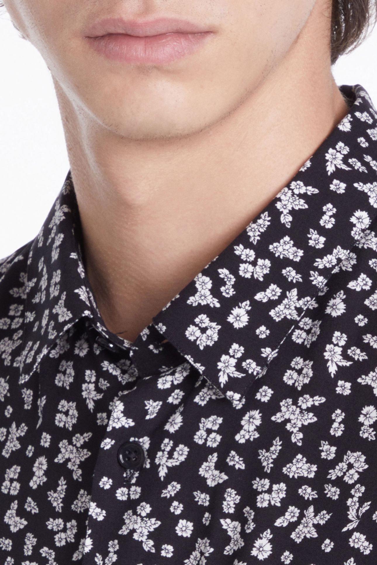 SLIM D LONG SLEEVE SHIRT BLACK-ECRU 6