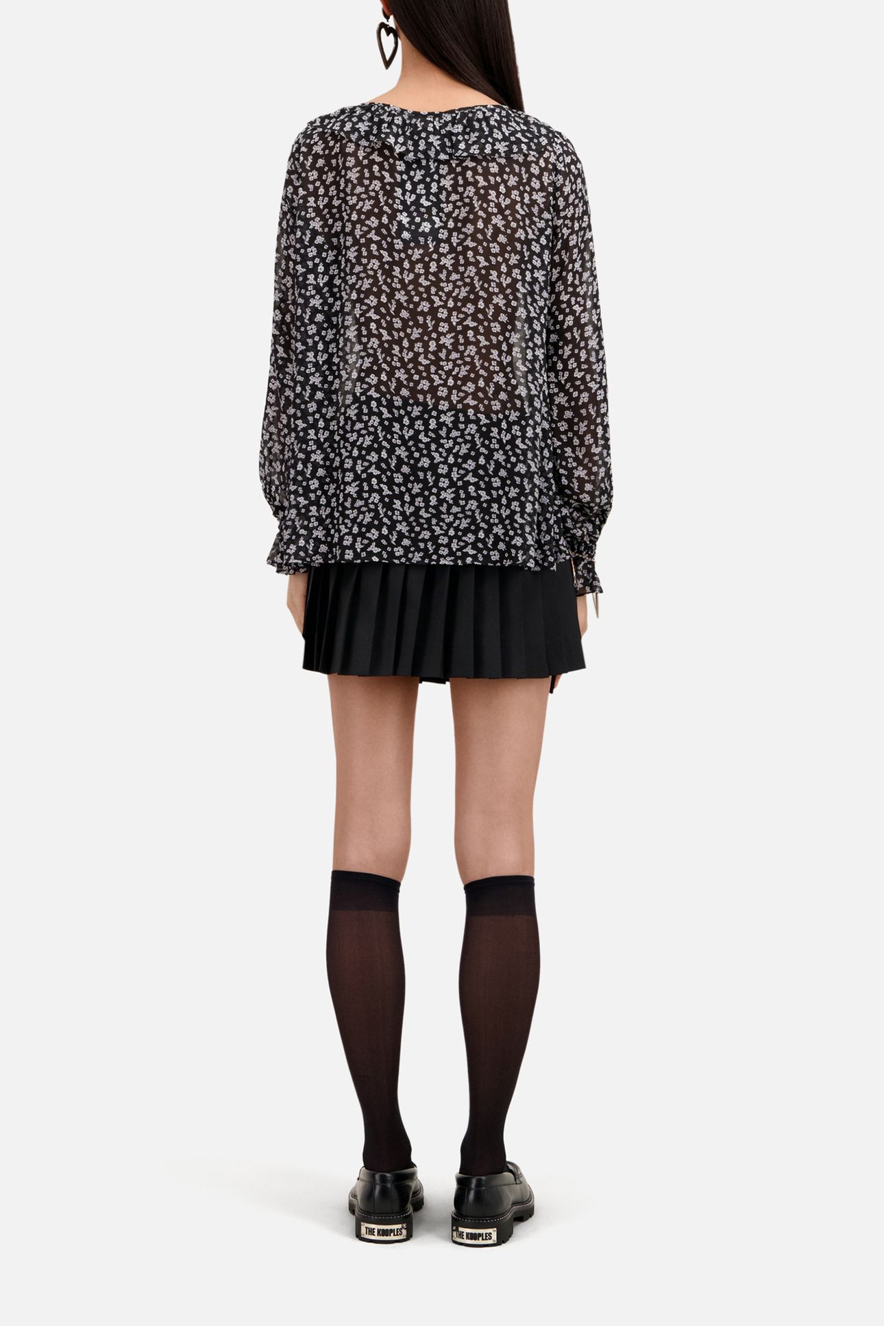 LONG SLEEVE TOP WITH RUFFLE DETAIL BLACK-ECRU 3