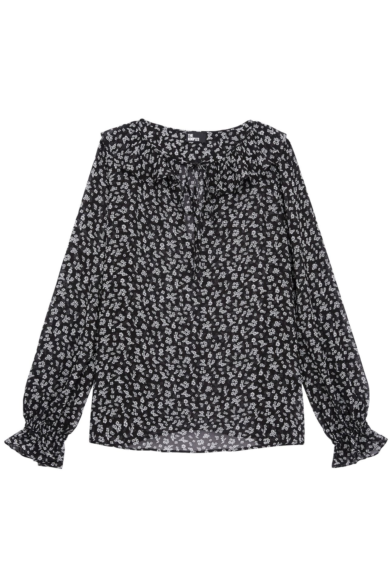 LONG SLEEVE TOP WITH RUFFLE DETAIL BLACK-ECRU 4