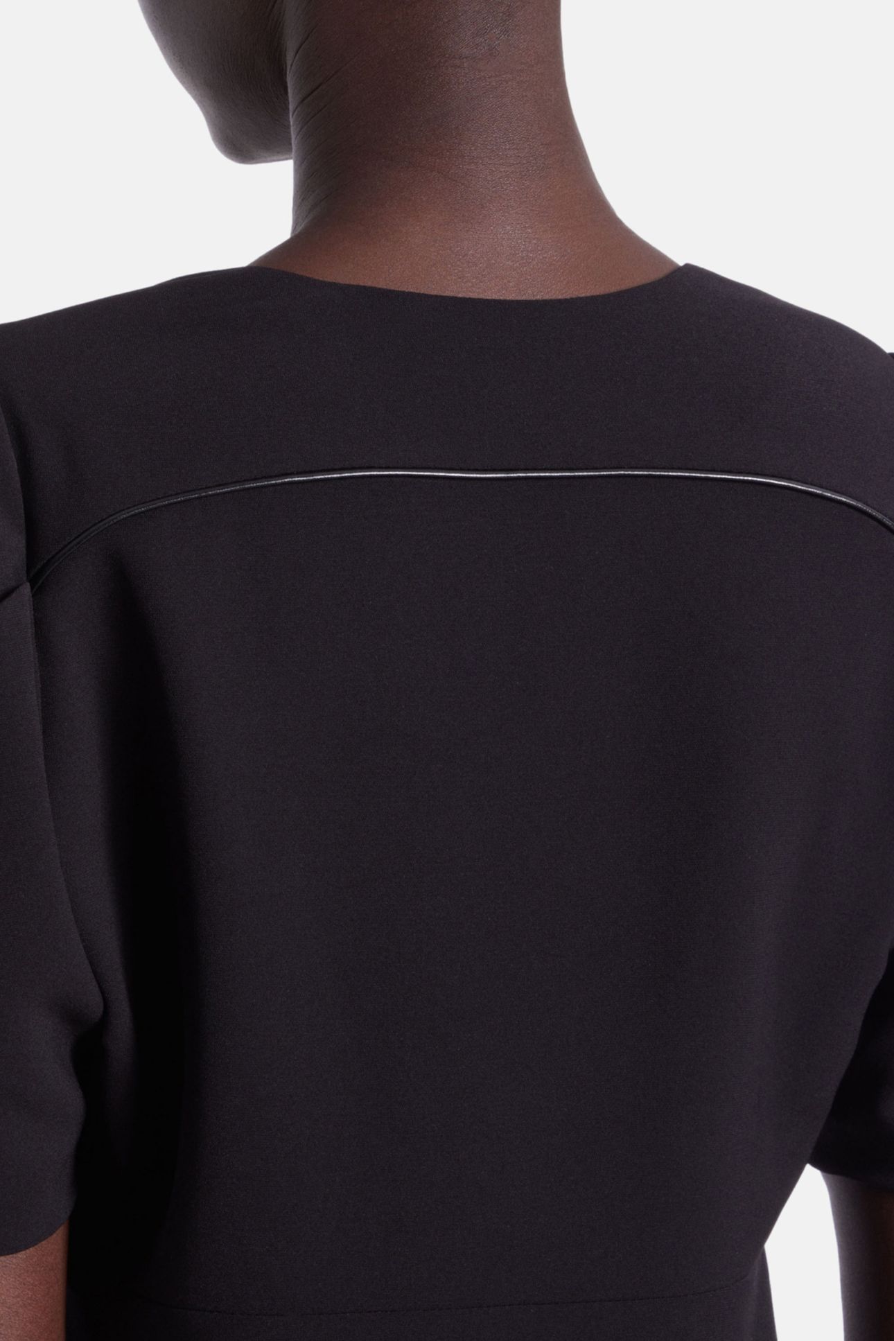 SHORT DRESS WITH LEATHER PIPING BLACK 6