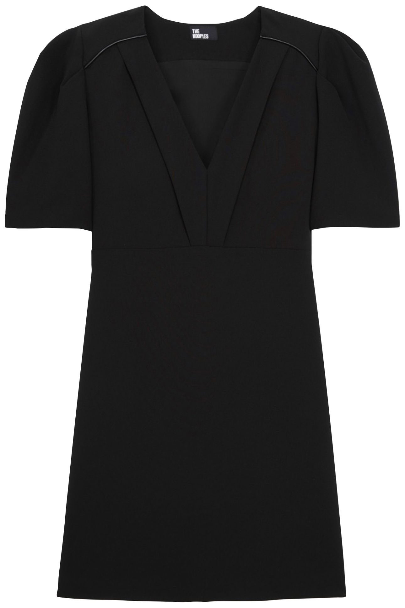 SHORT DRESS WITH LEATHER PIPING BLACK 4