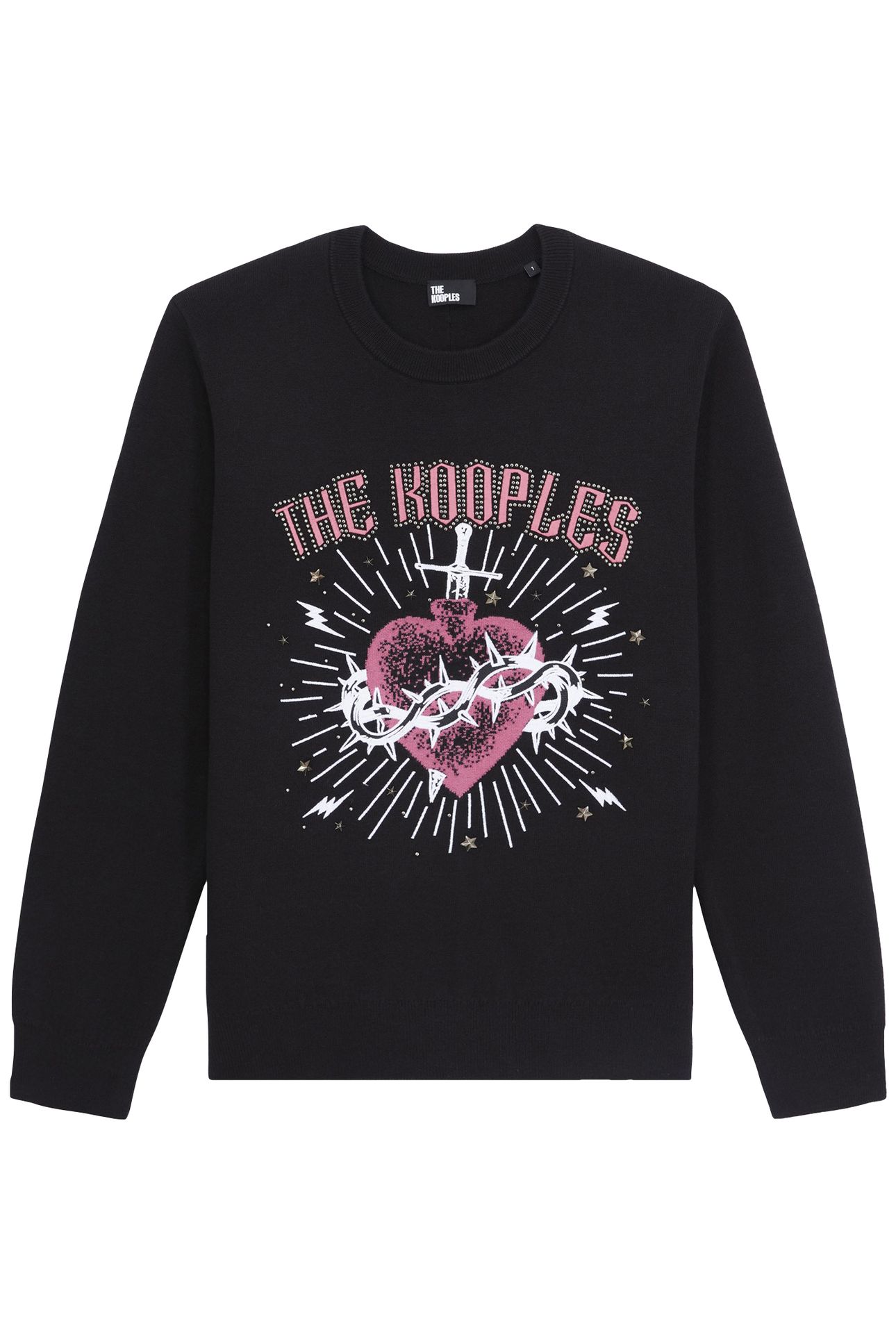 PULL COL ROND JACQUARD SACRED HEART BLACK WHITE 4