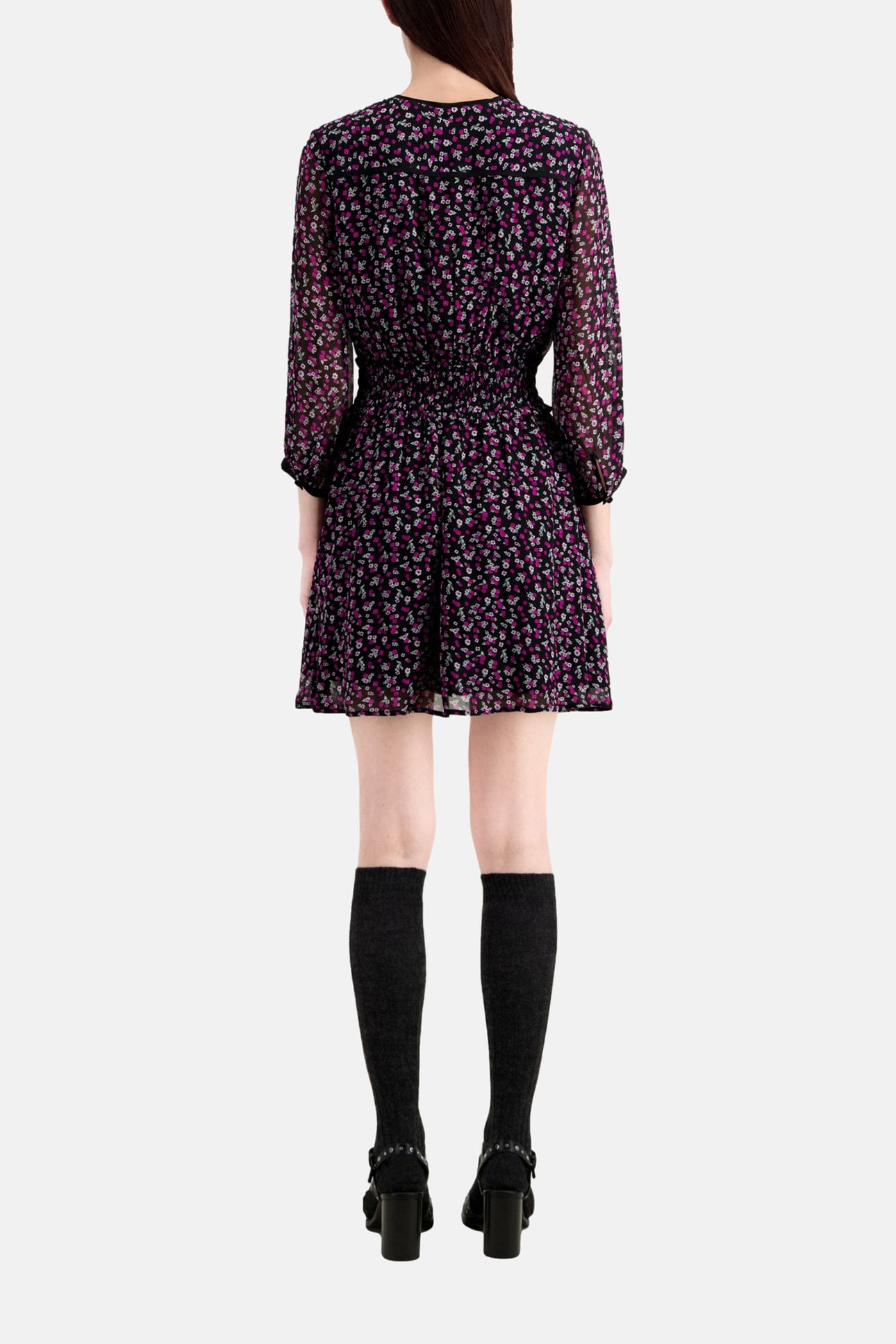 SHORT DRESS WITH 3/4 SLEEVES BLACK/PINK 3