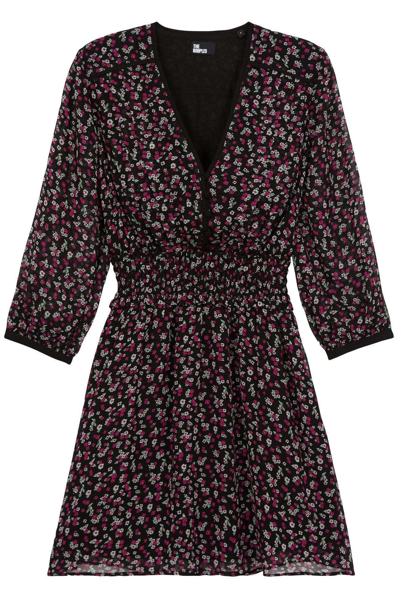 SHORT DRESS WITH 3/4 SLEEVES BLACK/PINK 4