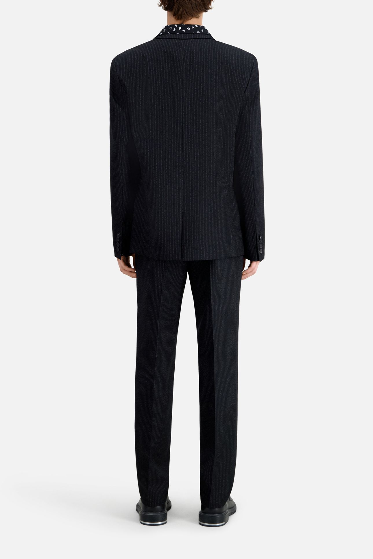 STRAIGHT-FIT STRIPED SUIT JACKET BLACK-ECRU 3