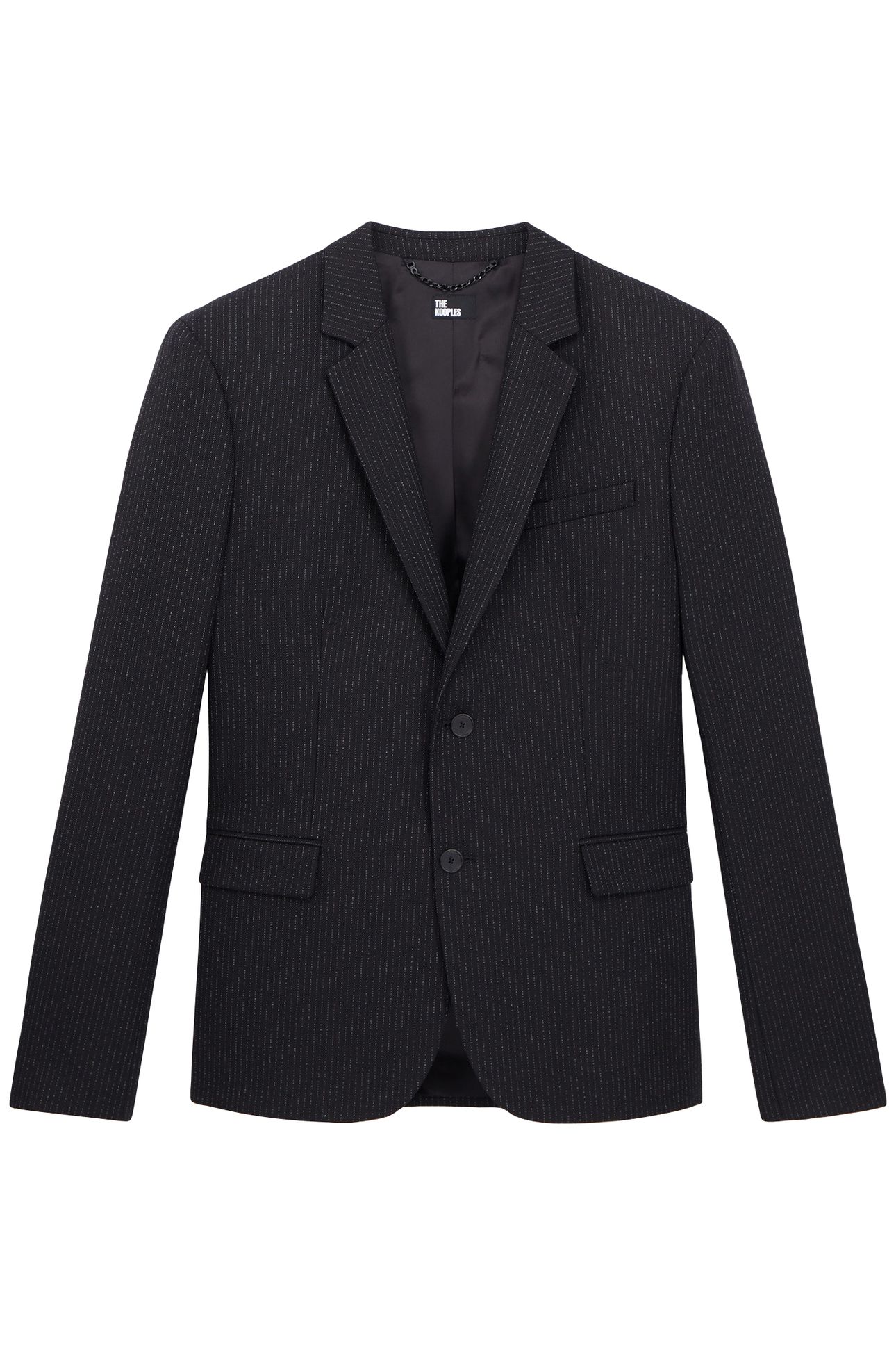 STRAIGHT-FIT STRIPED SUIT JACKET BLACK-ECRU 4