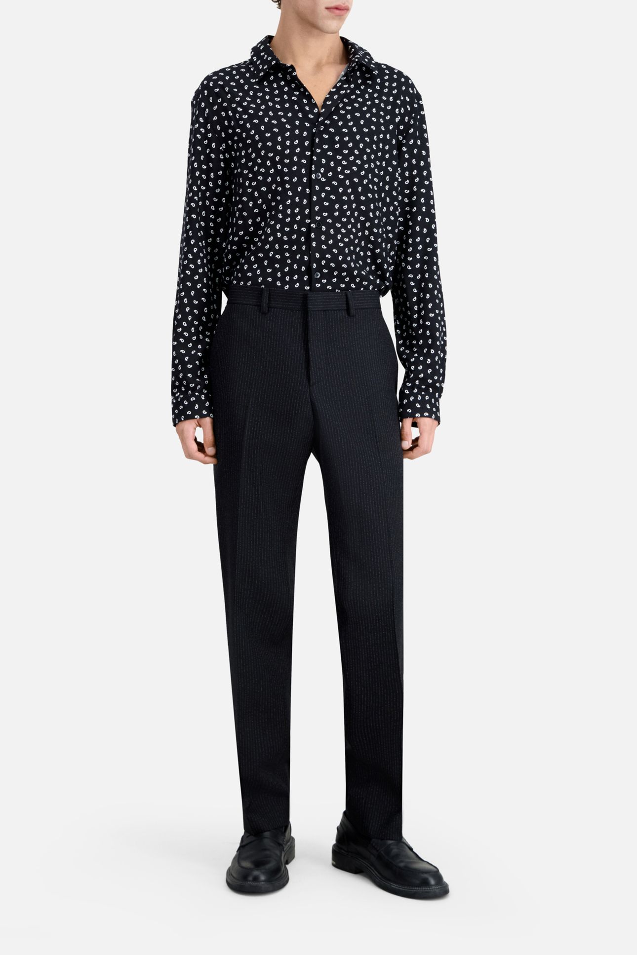 STRAIGHT SUIT TROUSERS BLACK-ECRU 1
