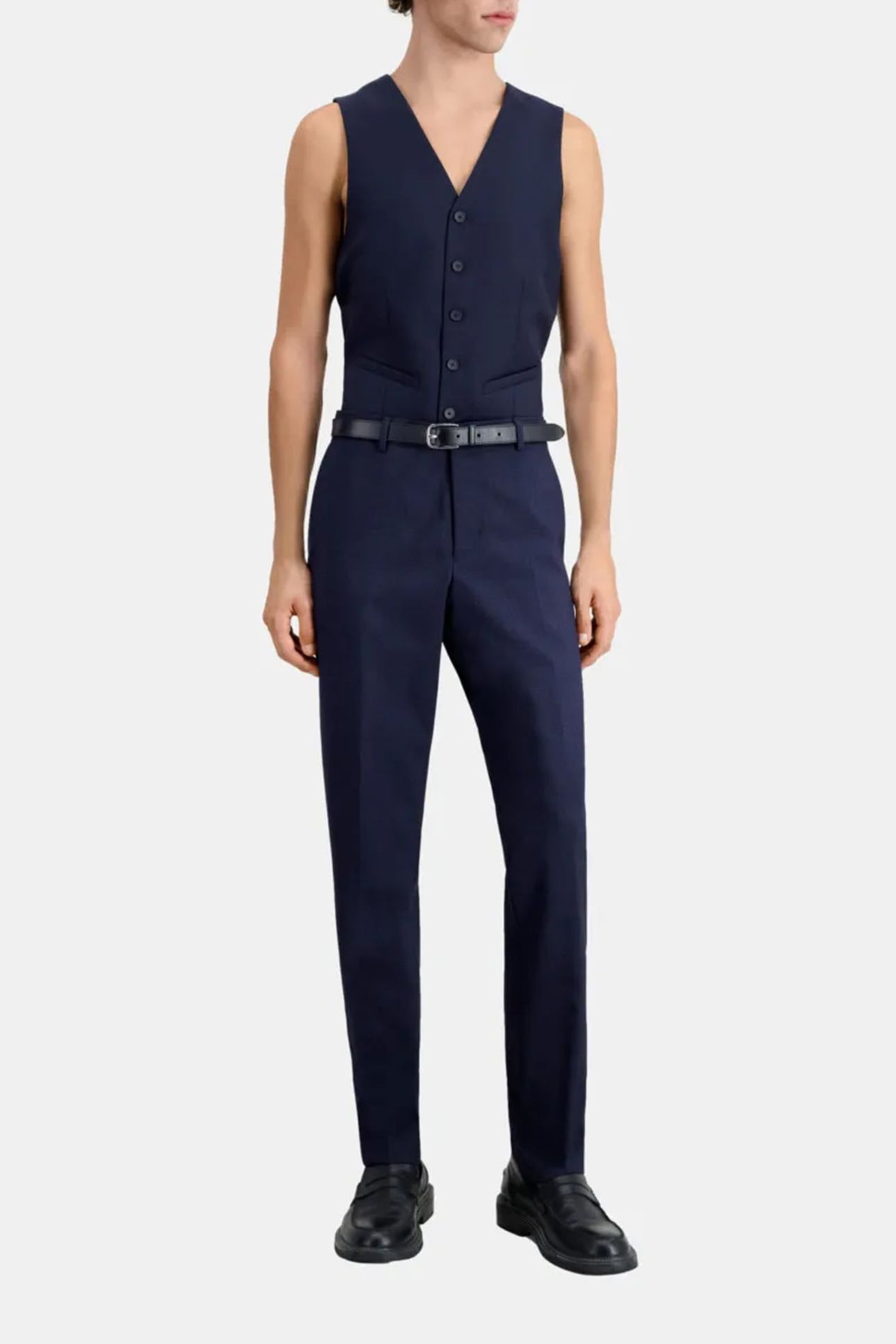 FITTED PLAID SUIT TROUSERS NAVY/BLACK 2