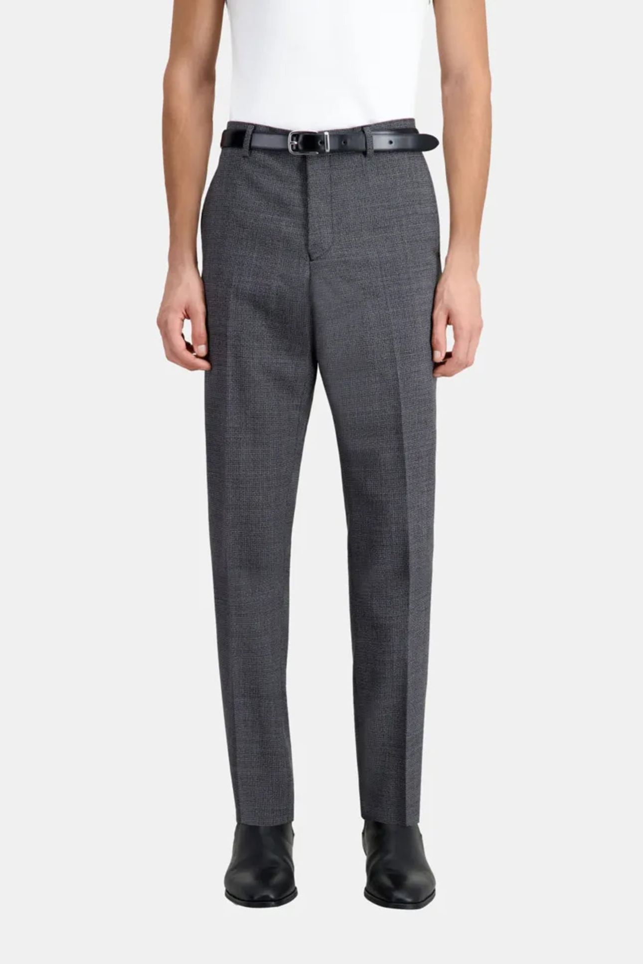 FITTED PLAID SUIT TROUSERS BLACK-ECRU 1