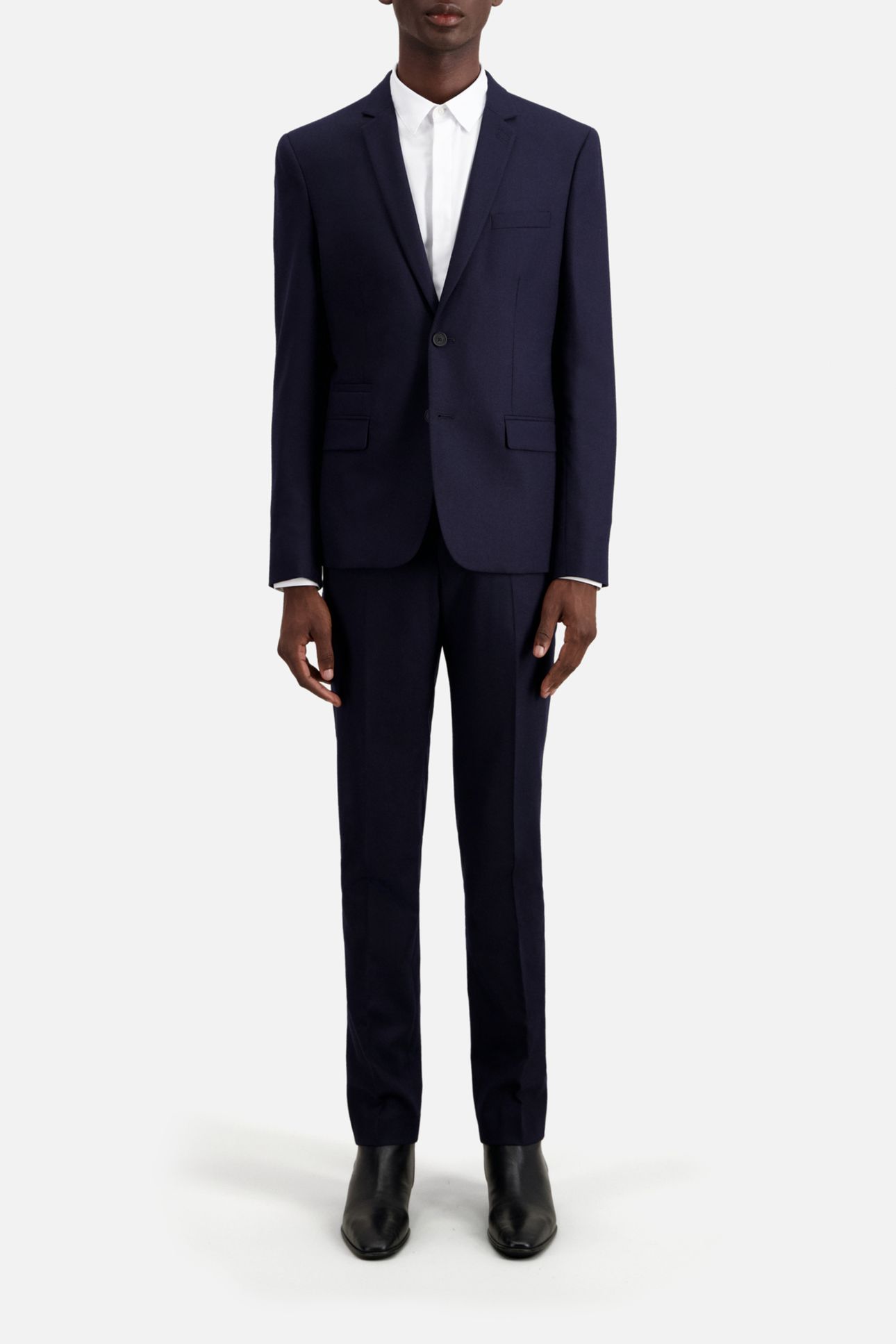 FITTED FLANNEL SUIT JACKET NAVY 2