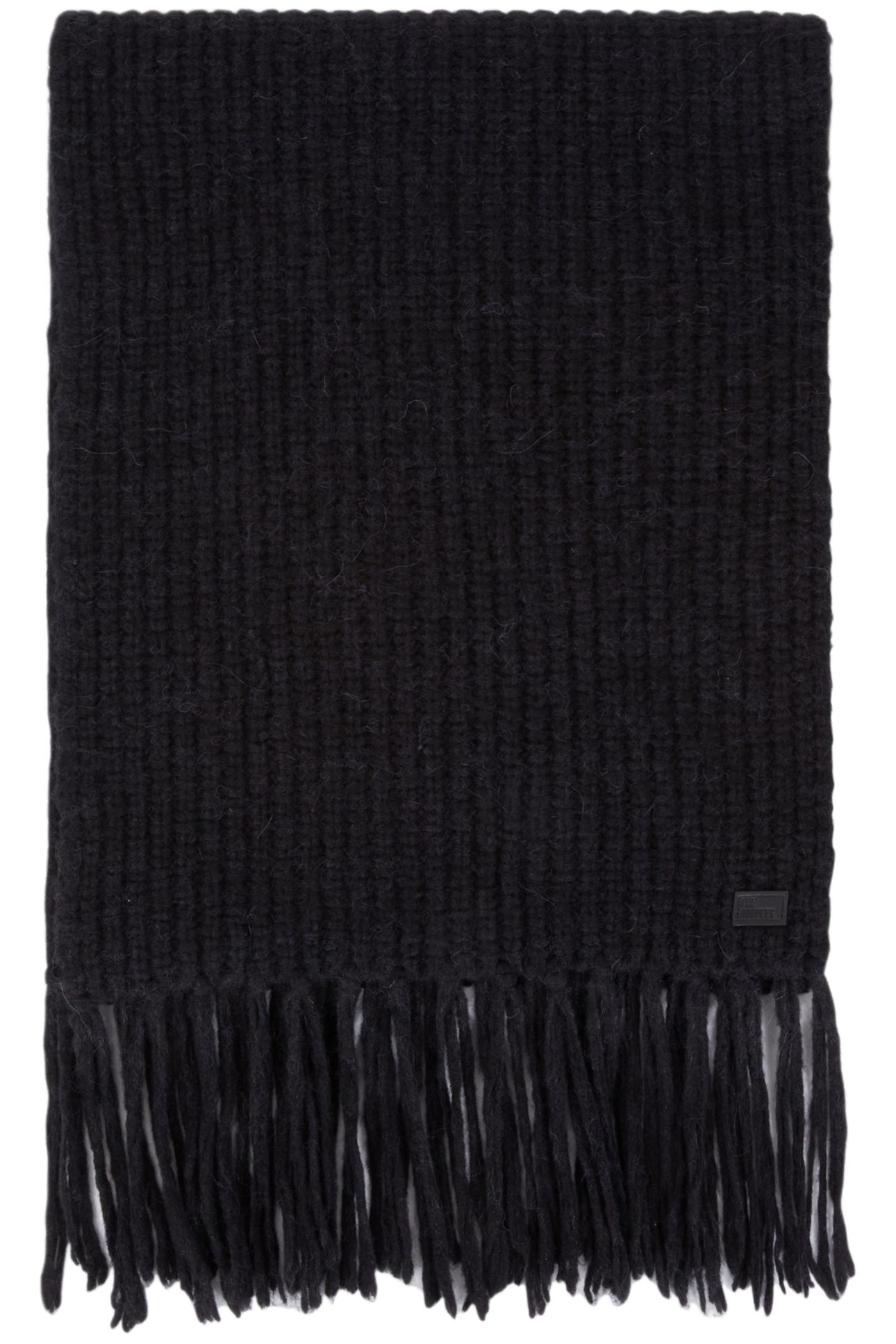BEADED RIB SCARF WITH FRINGES BLACK 1