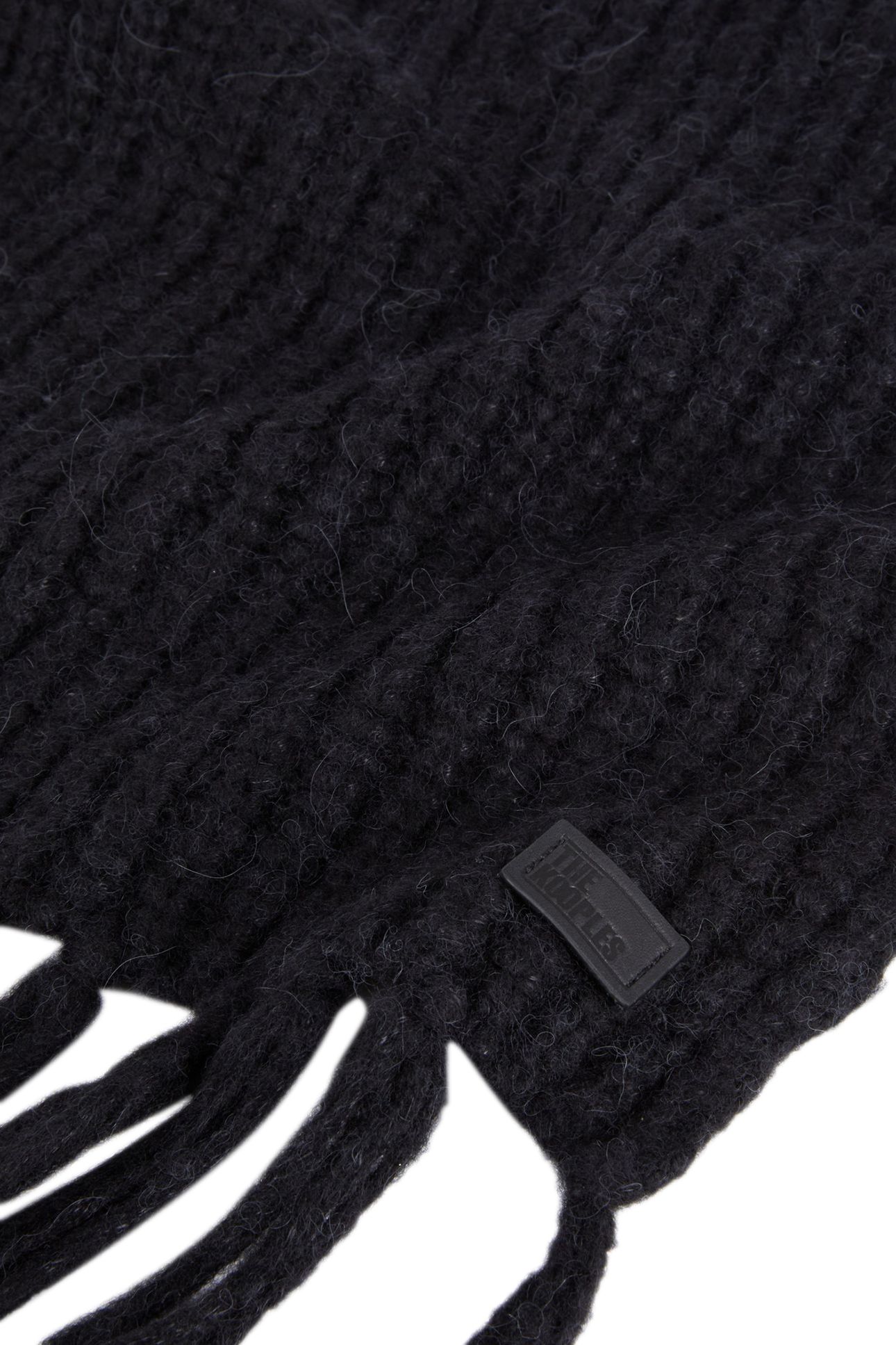 BEADED RIB SCARF WITH FRINGES BLACK 5