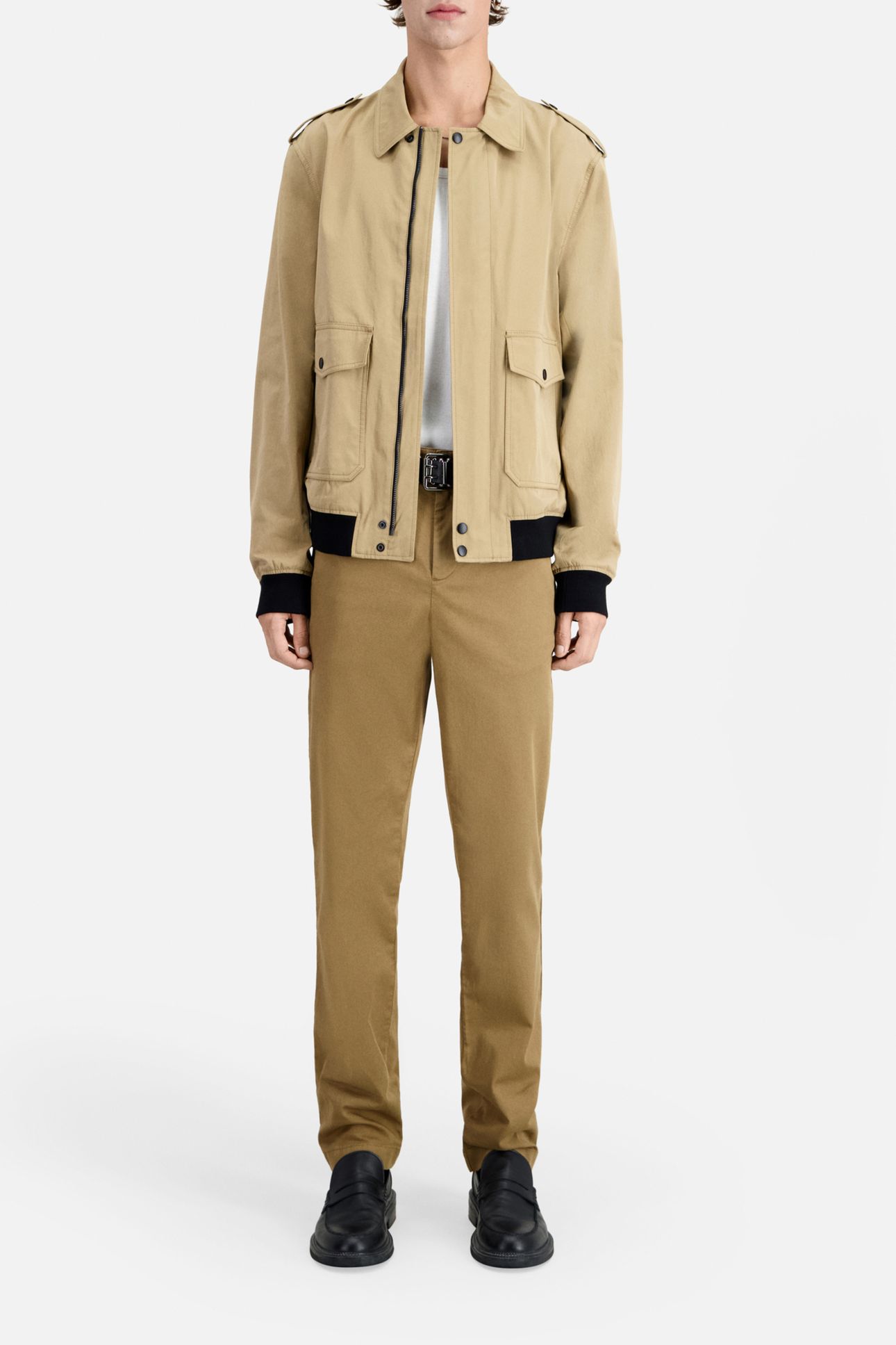JACKET WITH COLLAR AND FRONT PATCH POCKETS BEIGE 2