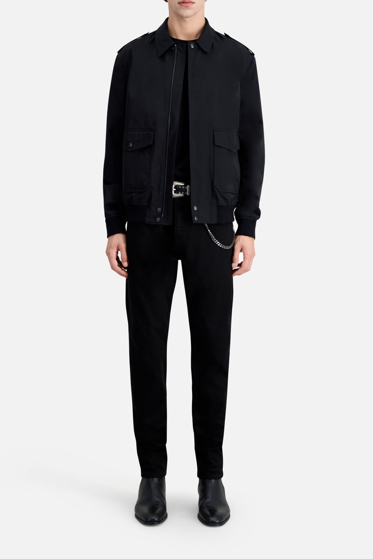 JACKET WITH COLLAR AND FRONT PATCH POCKETS BLACK 2