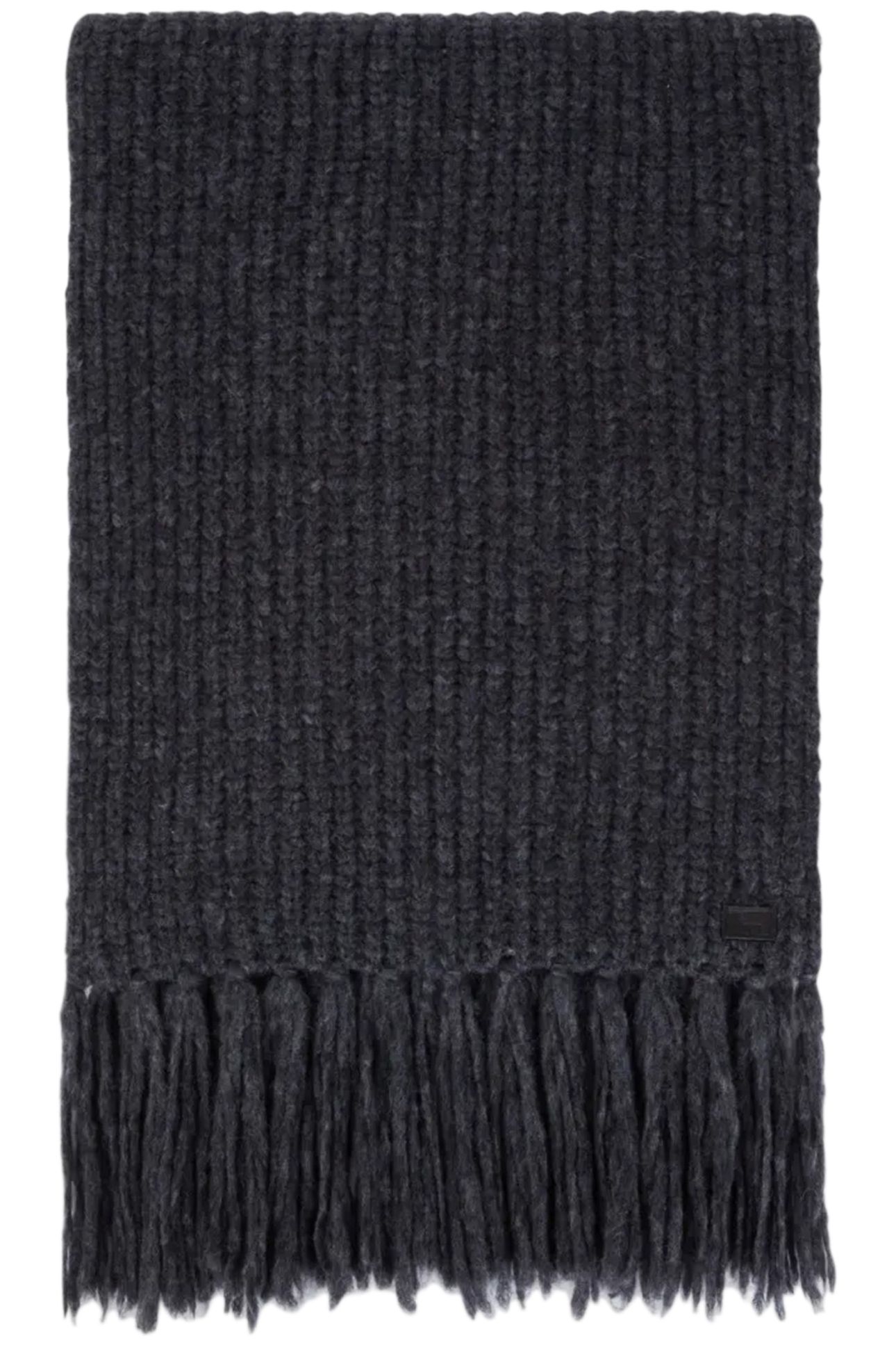 BEADED RIB SCARF WITH FRINGES ANTHRACITE MELANGE 1