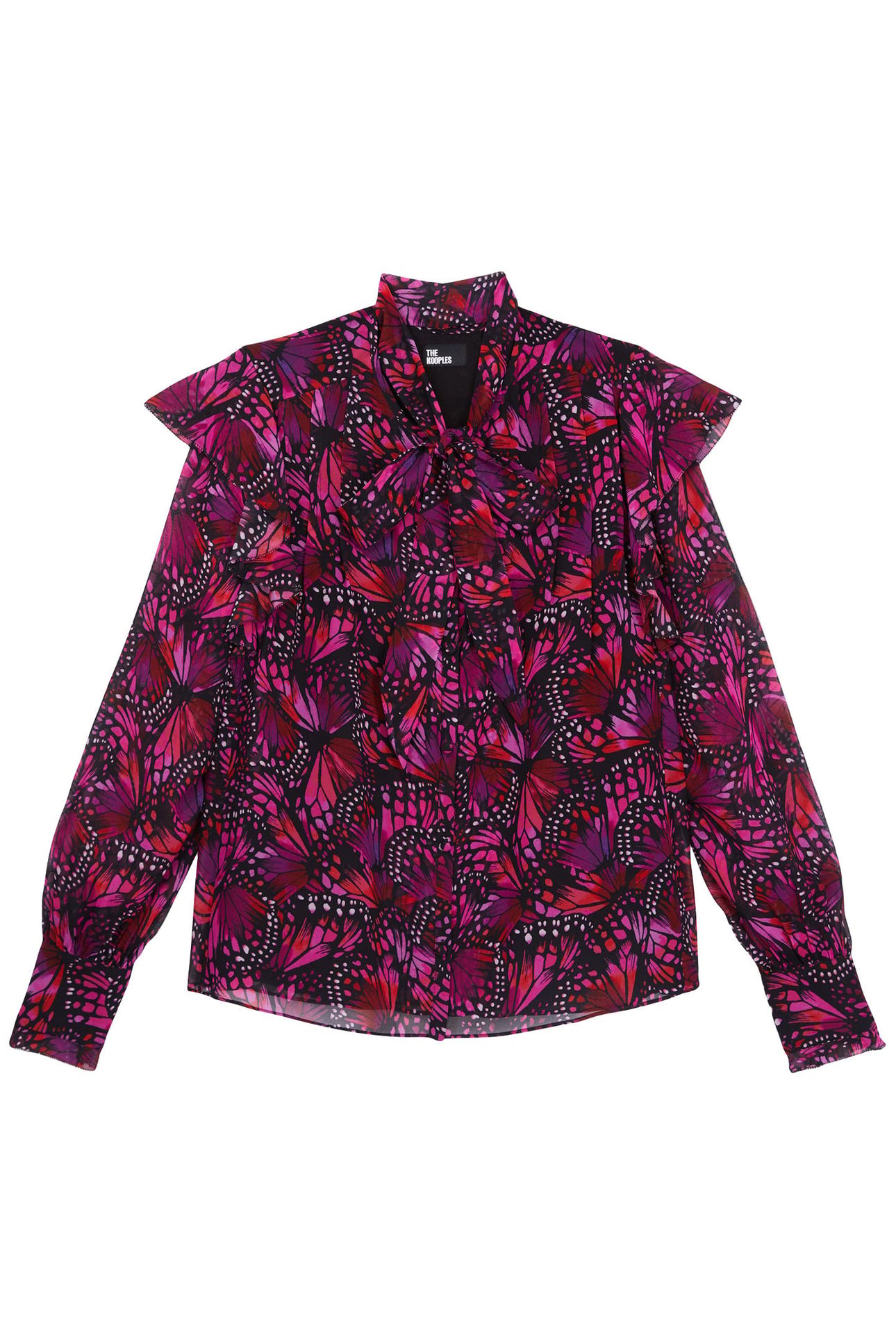 ML BUTTONED TOP WITH LAVALIERE COLLAR PINK 1