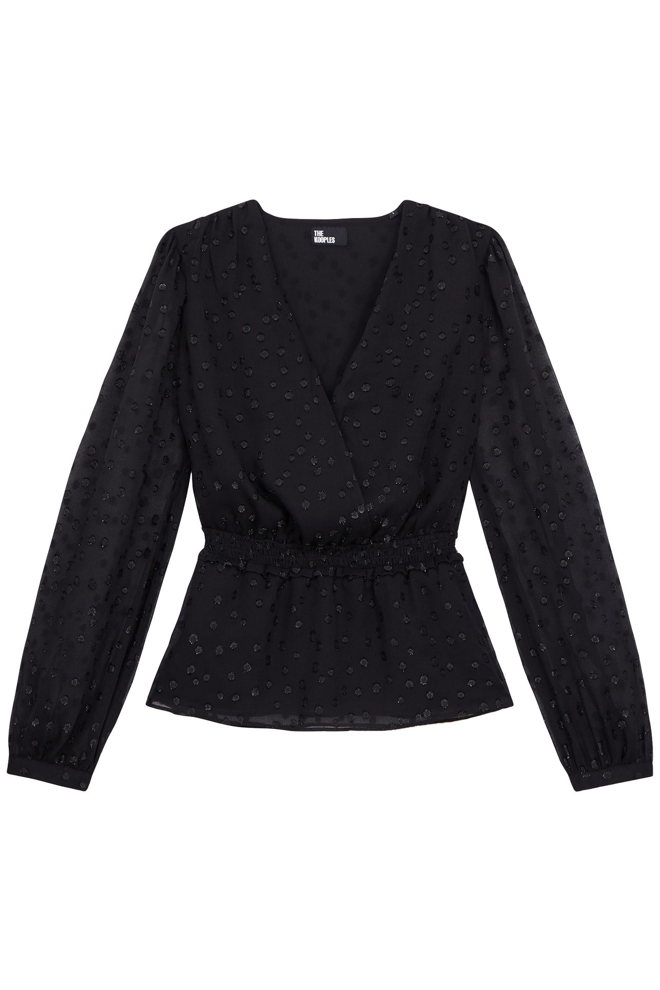 WRAP TOP WITH 3/4 SLEEVES AND ELASTICATED BOTTOM BLACK 4