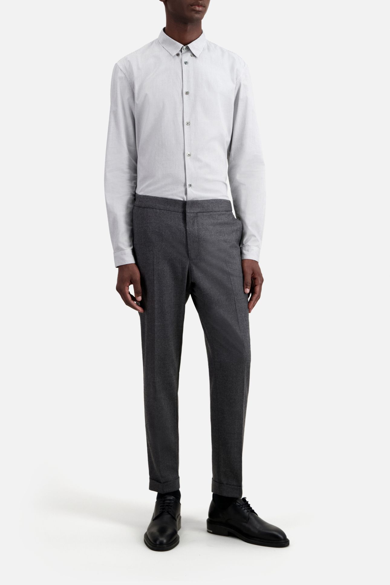 SEMI-ELASTIC FLANNEL SUIT TROUSERS GREY 5