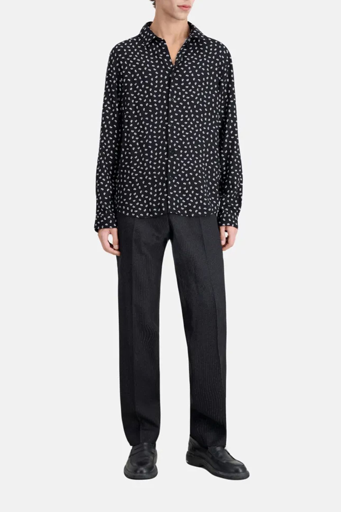 LONG SLEEVE SHIRT WITH CLASSIC COLLAR BLACK WHITE 2