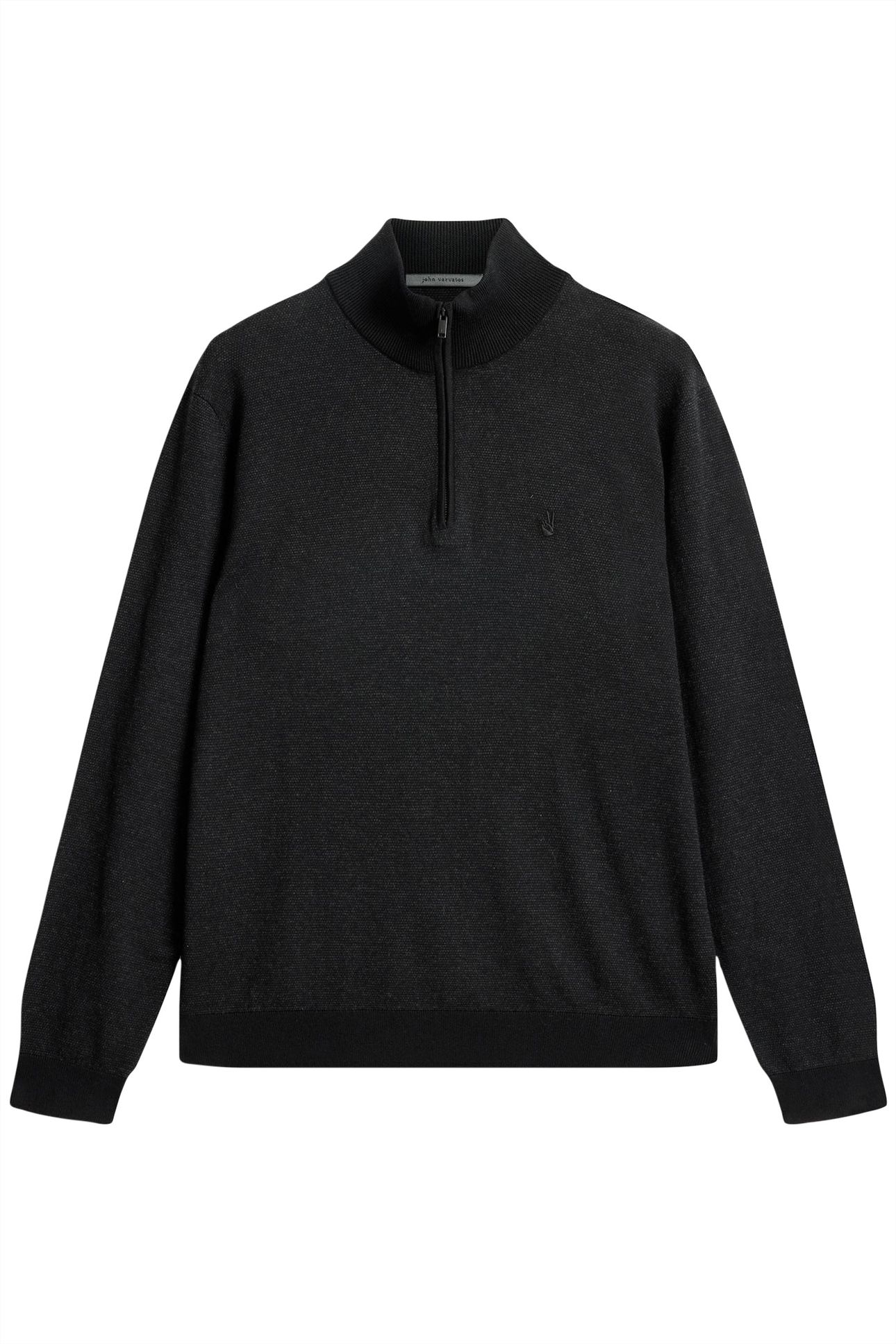 GRAND BIRDSEYE HALF ZIP IN CTN CASH BLACK 2