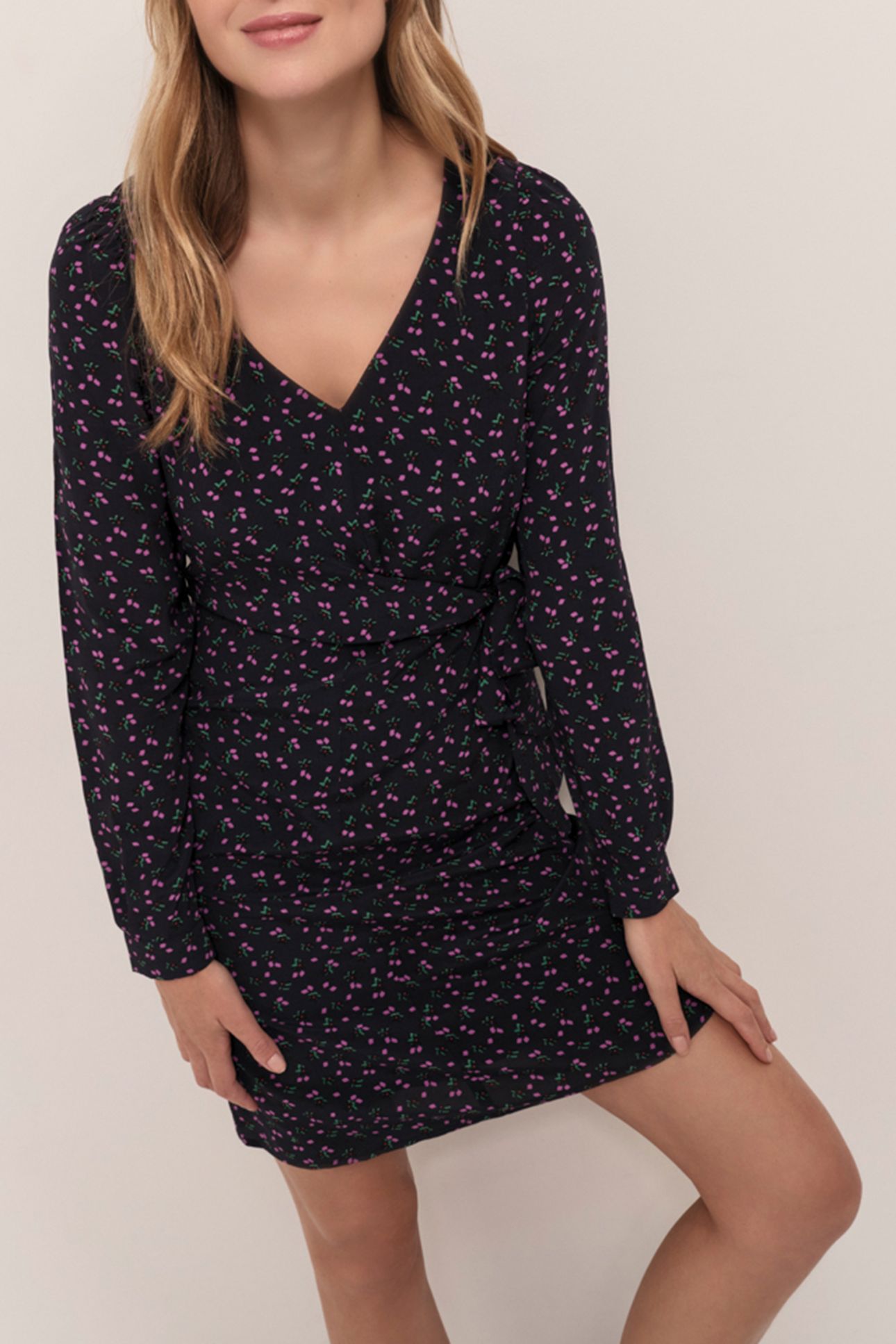 RAYA - NAVY LONG DRESS WITH ARTY FLORAL PRINT 1