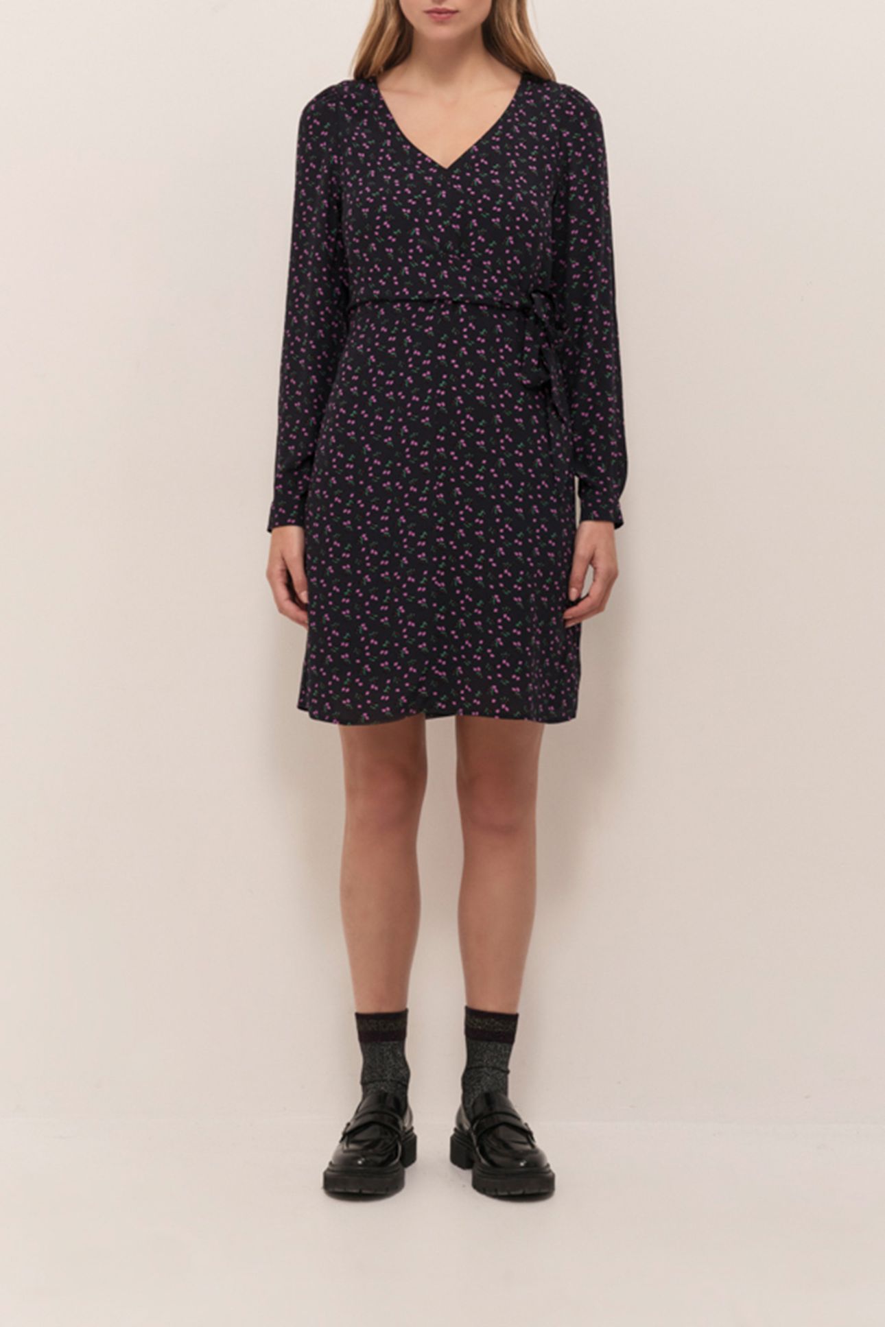 RAYA - NAVY LONG DRESS WITH ARTY FLORAL PRINT 2