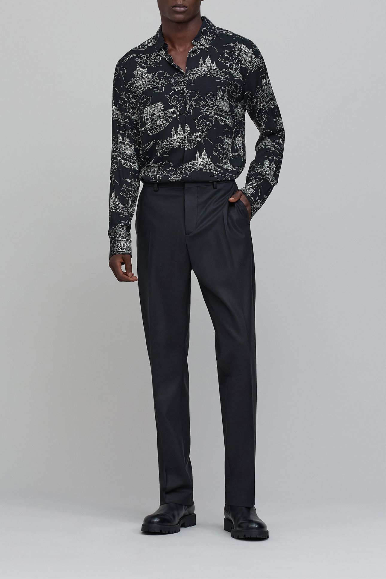 PURE EDITION-BLACK TOILE DE JOUY SLIM SHIRT 3
