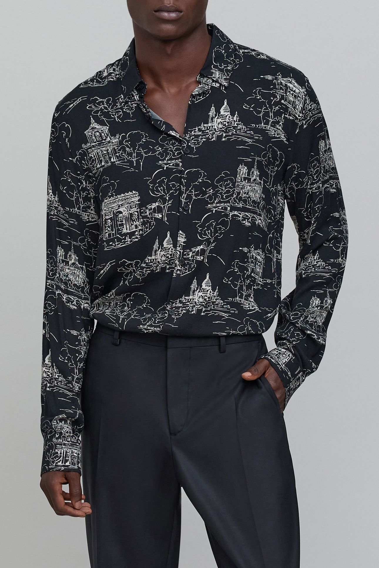 PURE EDITION-BLACK TOILE DE JOUY SLIM SHIRT 1