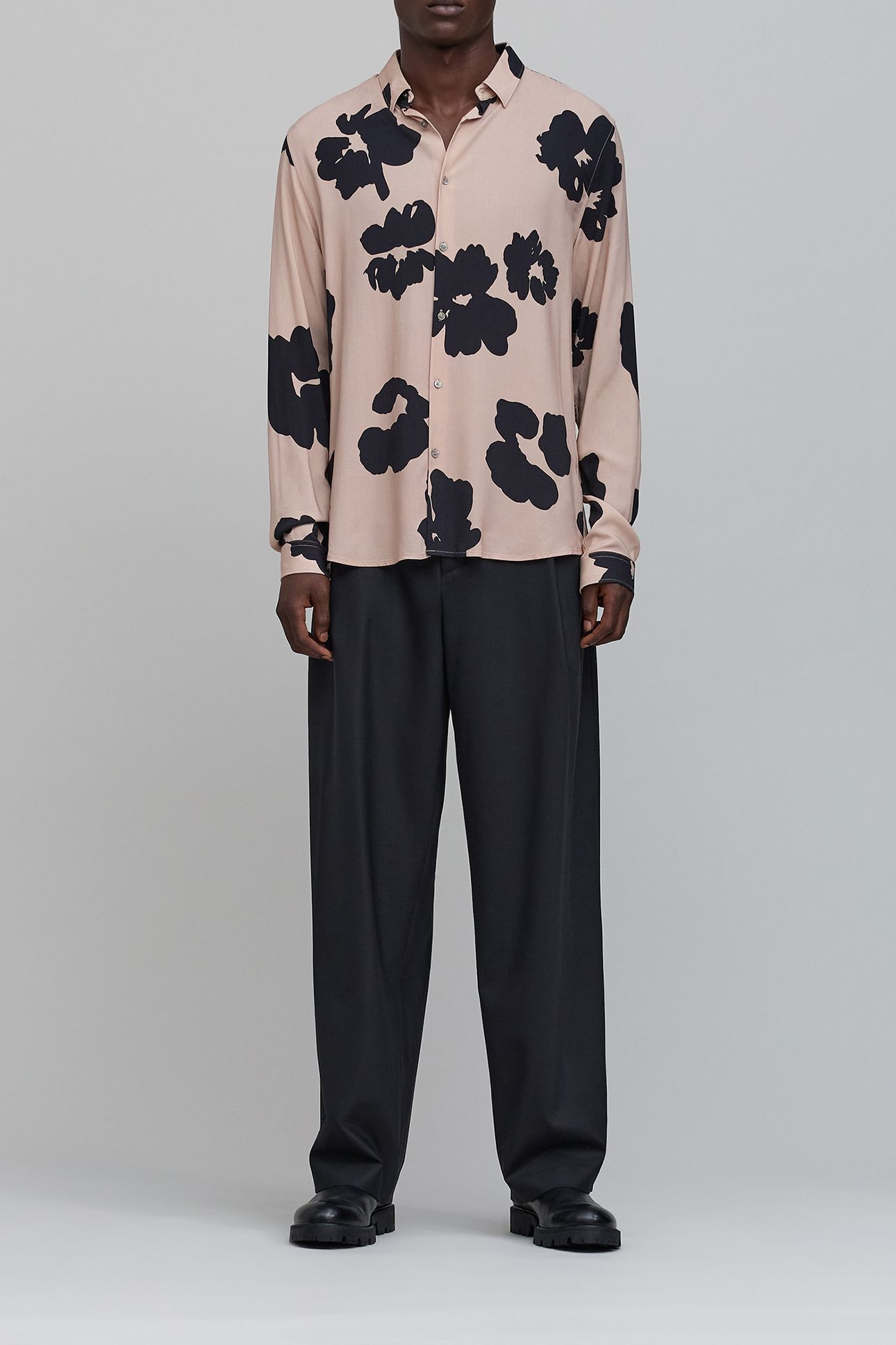 PURE EDITION-MAN'S MAXI FLORAL SLIM ROSEWOOD SHIRT 3
