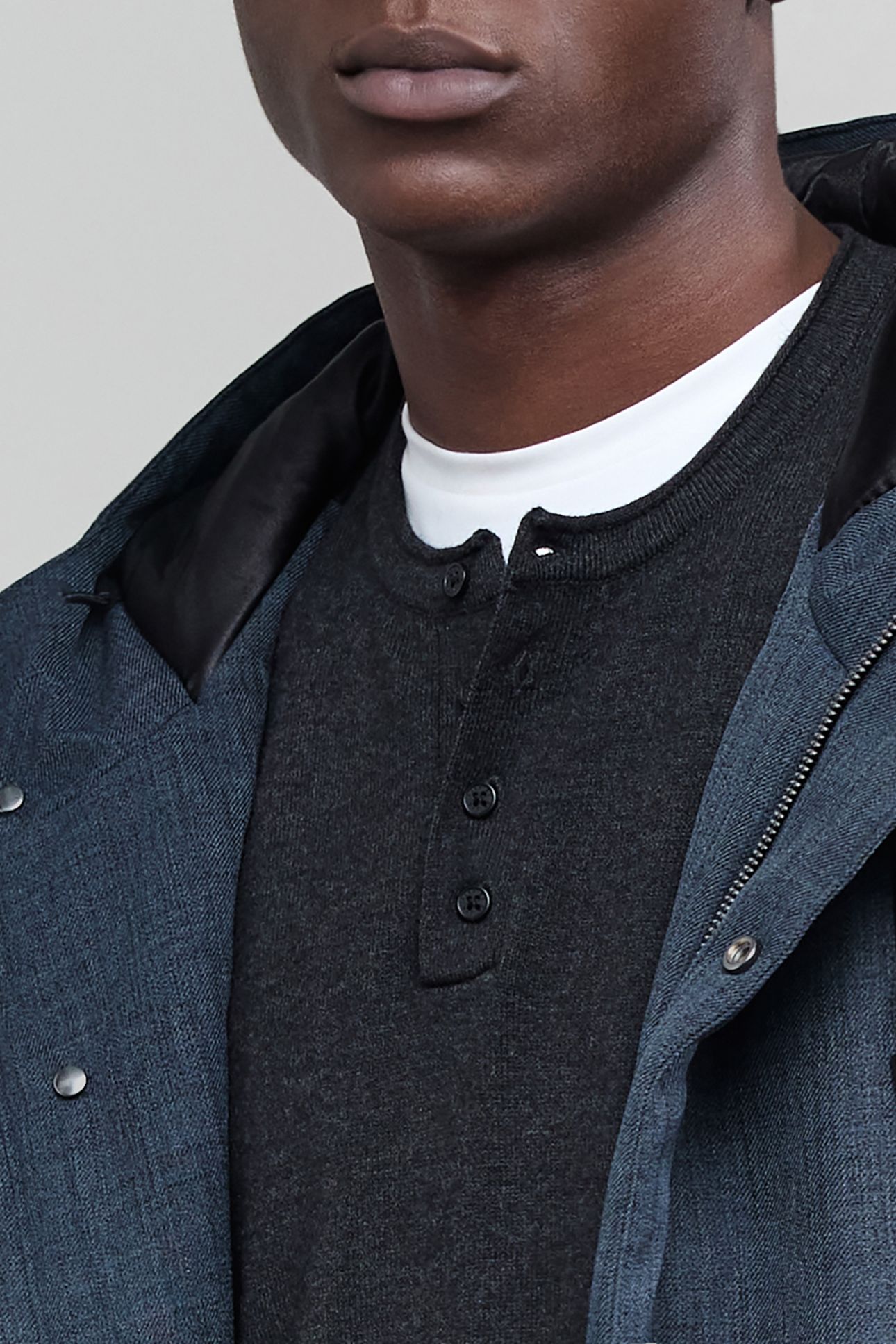 DENIM-EFFECT QUILTED INDIGO PARKA 5