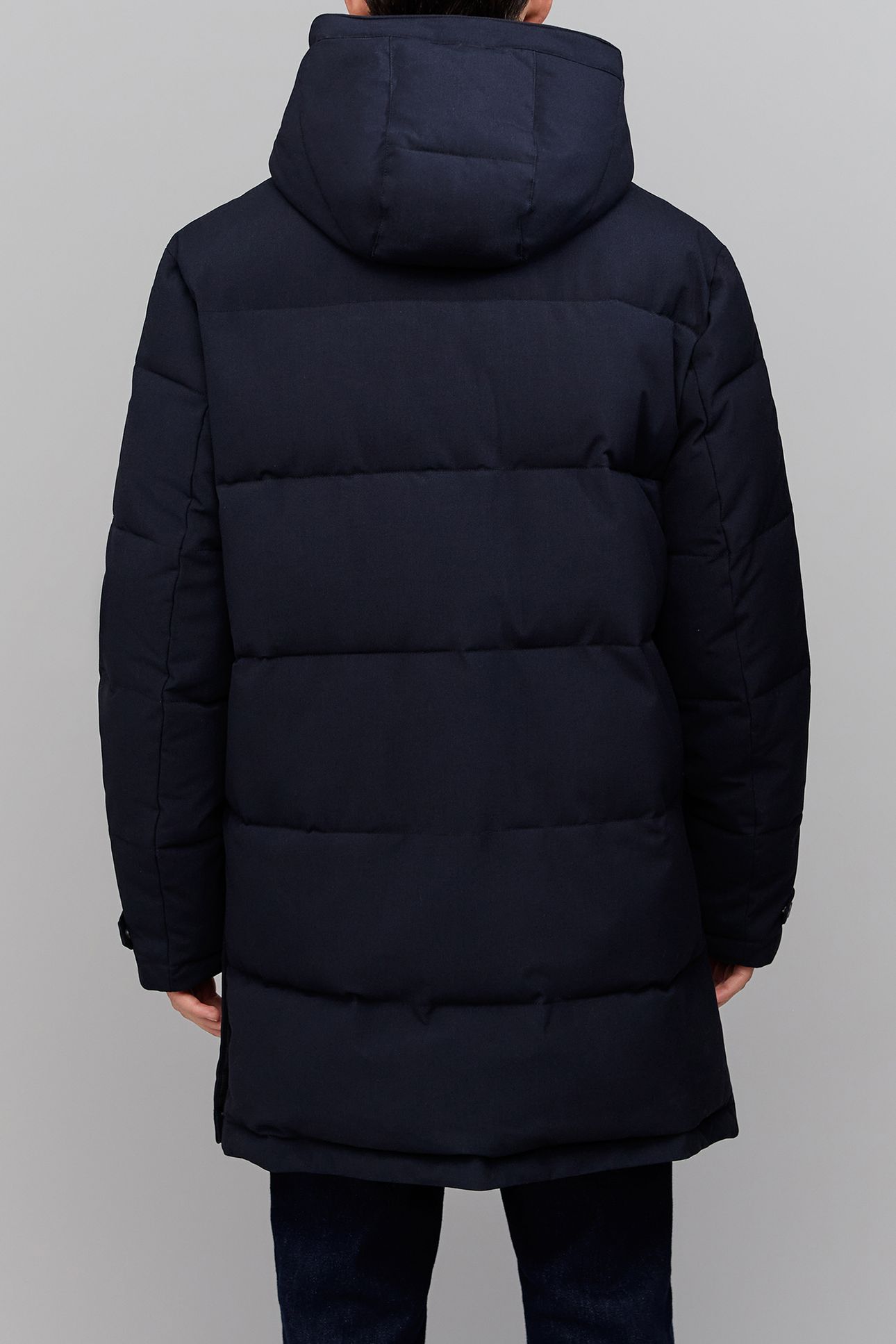 LONG NAVY QUILTED DOWN JACKET 2