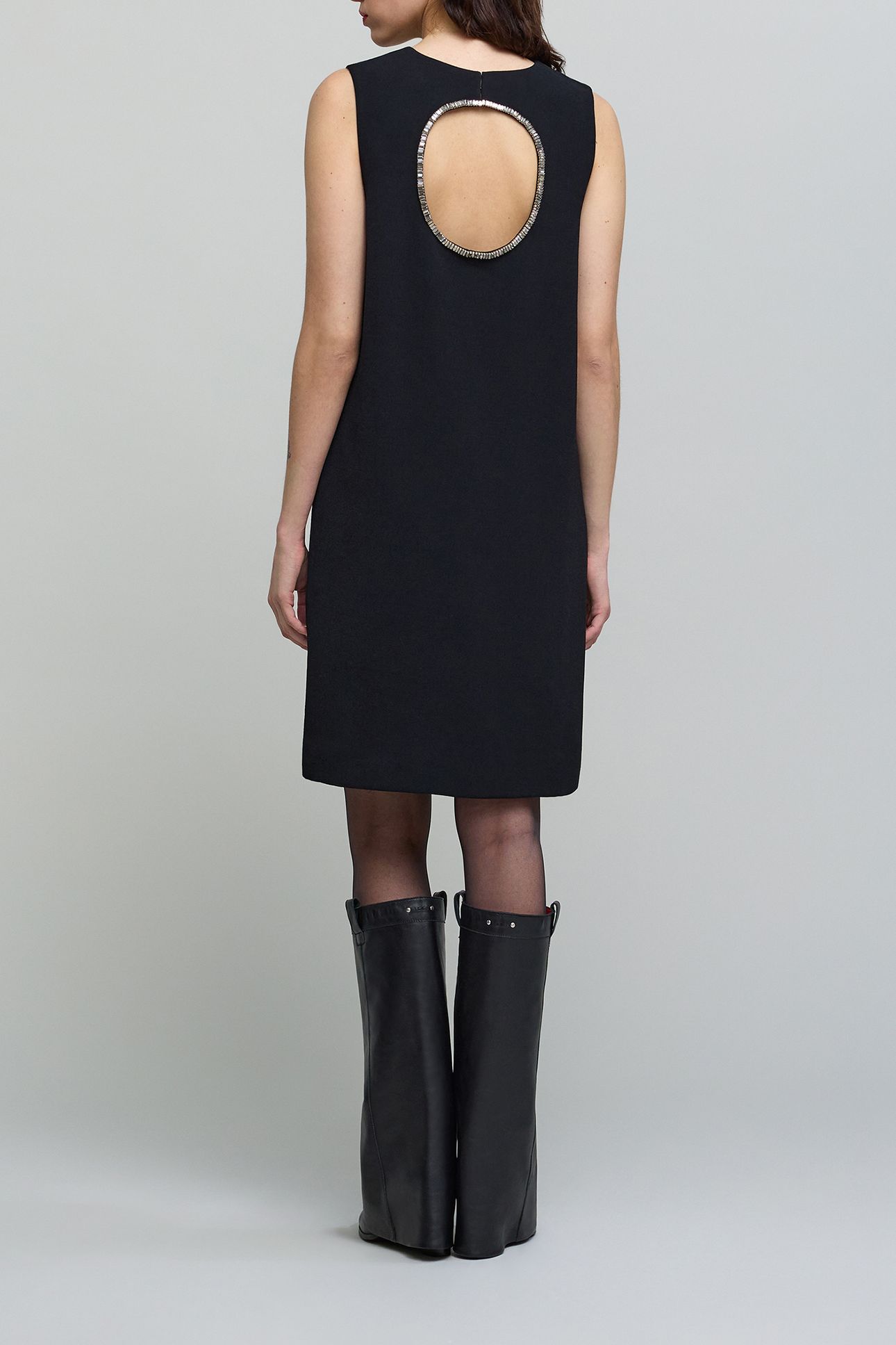 BLACK JEWEL-BACK CHASUBLE DRESS 2