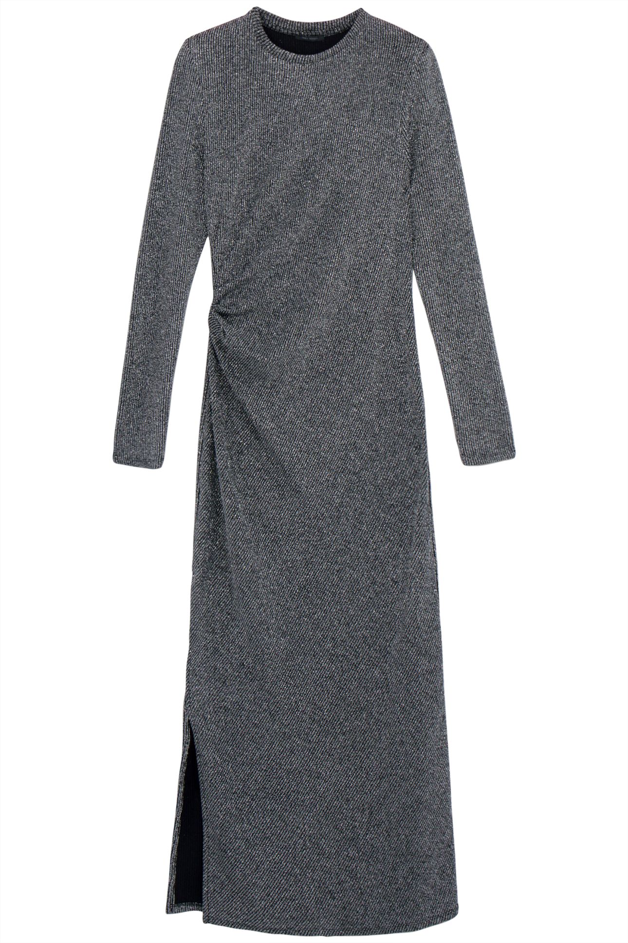 RIBBED LUREX MESH SILVER MAXI DRESS 3