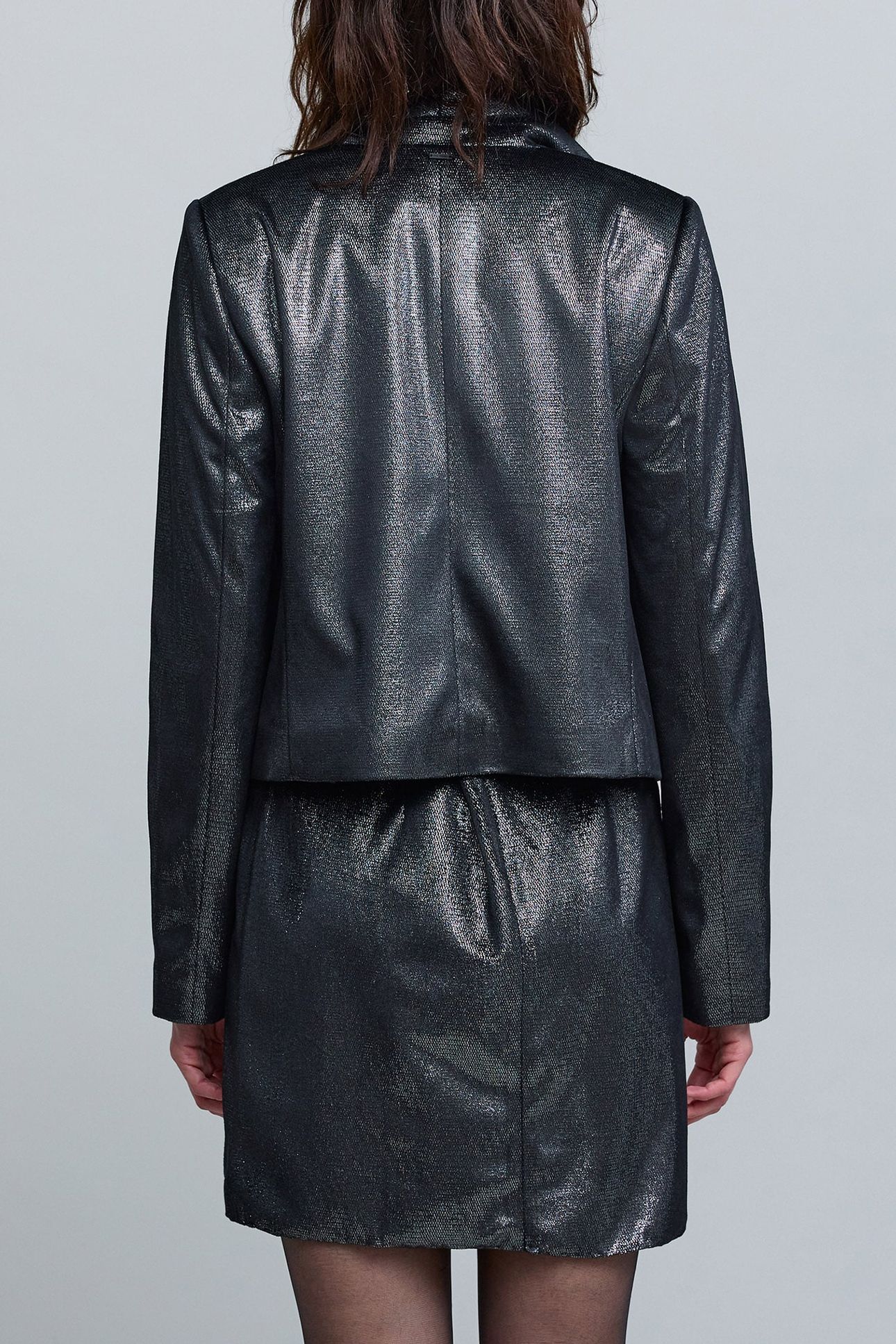 SILVER VELVET METALLIC SHORT JACKET 2