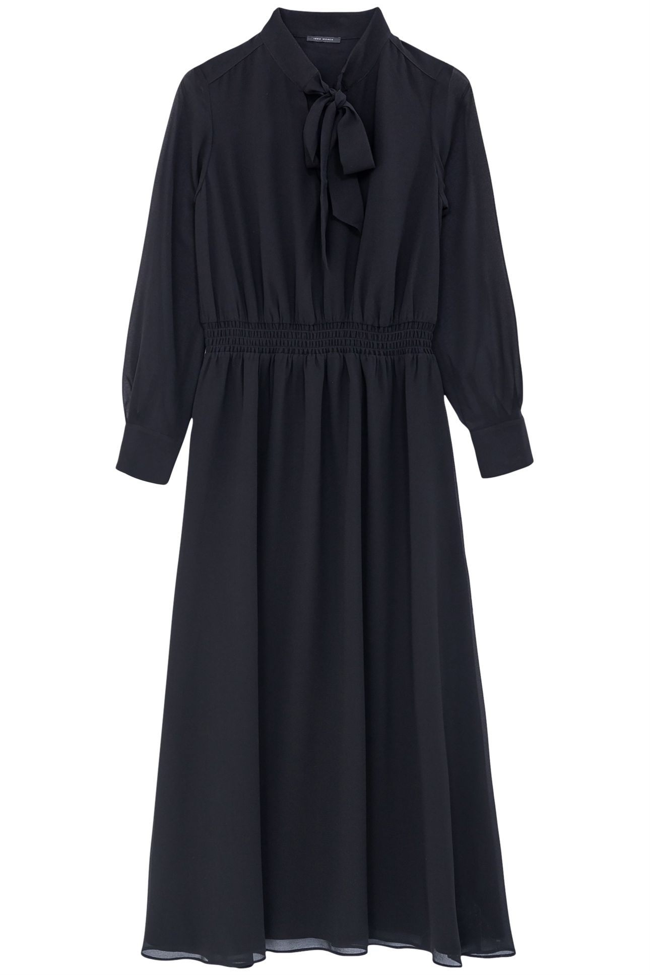 BLACK LONG DRESS WITH LAVALLIÈRE COLLAR 1