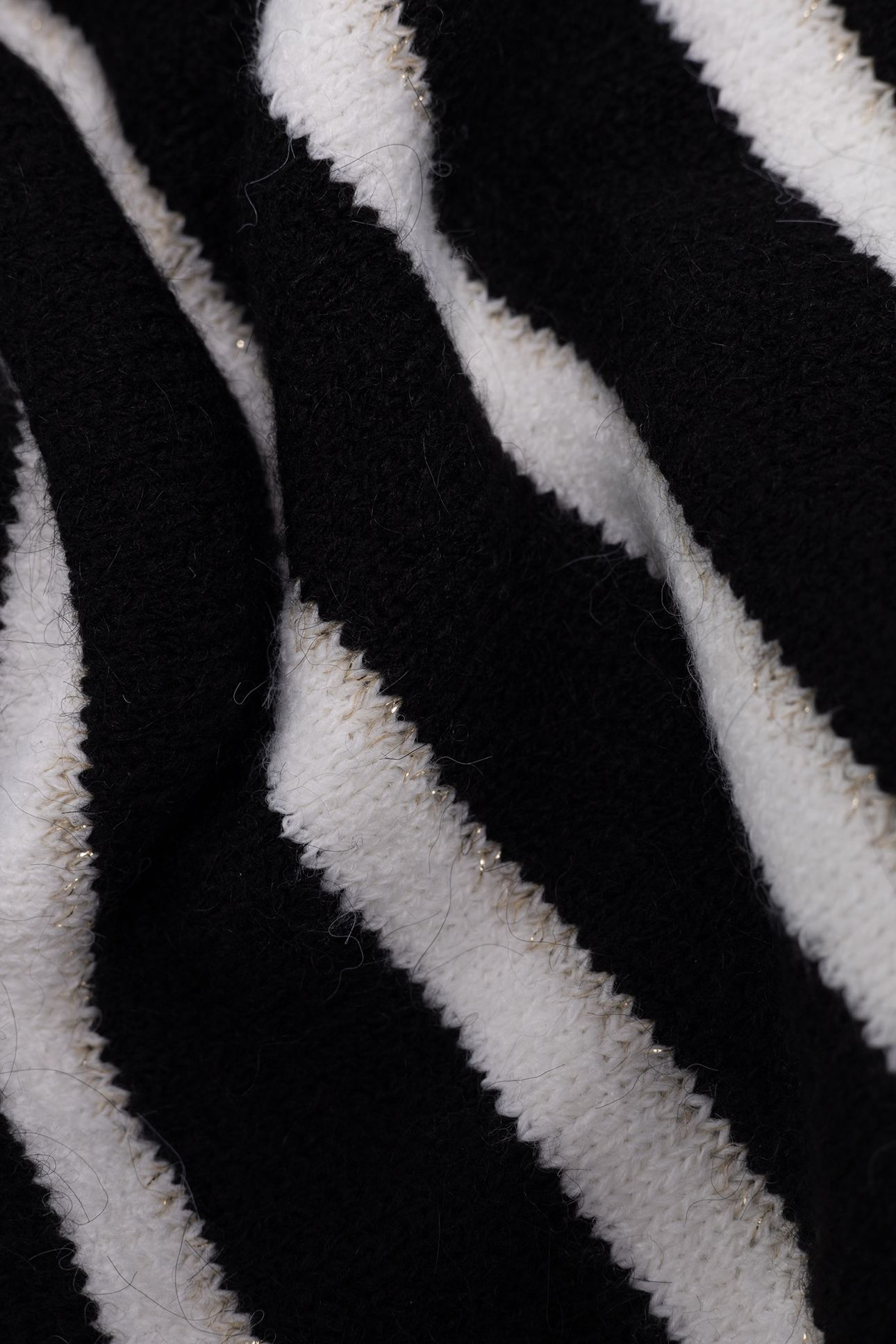 BLACK KNIT DRESS WITH WHITE AND GOLD STRIPES 7