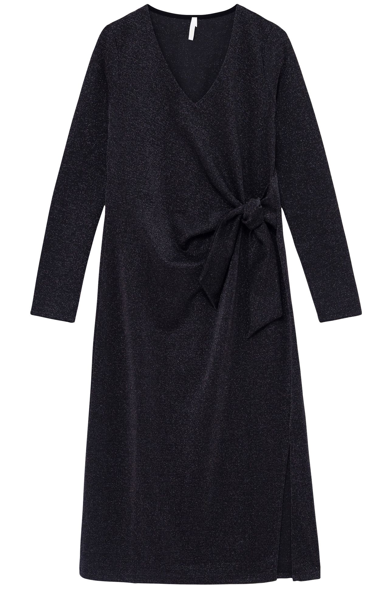 BLACK SEQUIN MESH MAXI DRESS WITH SIDE TIE 3