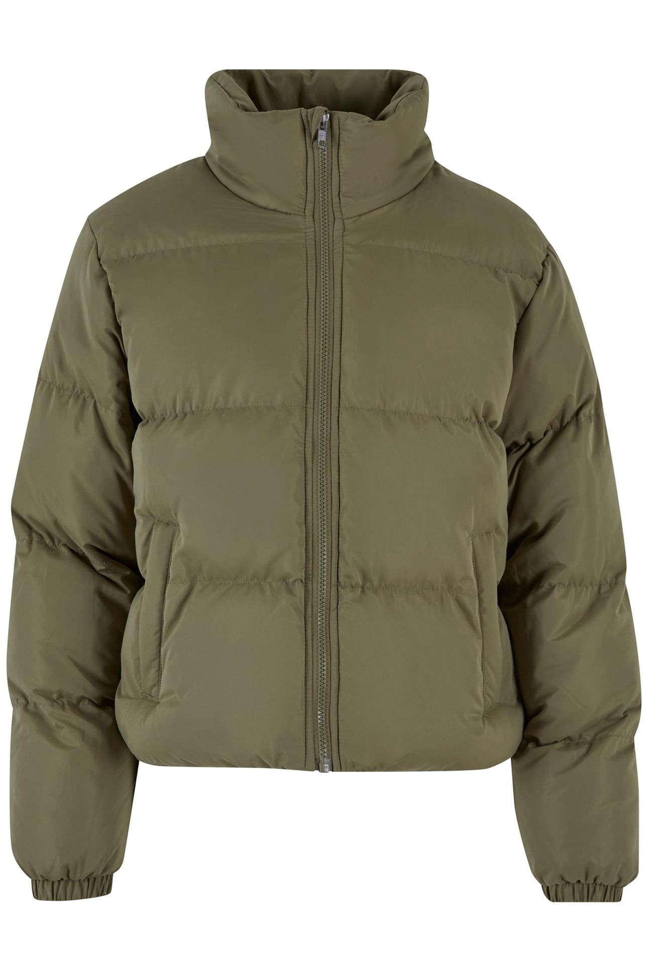 LADIES SHORT PEACHED PUFFER JACKET TINIOLIVE 1