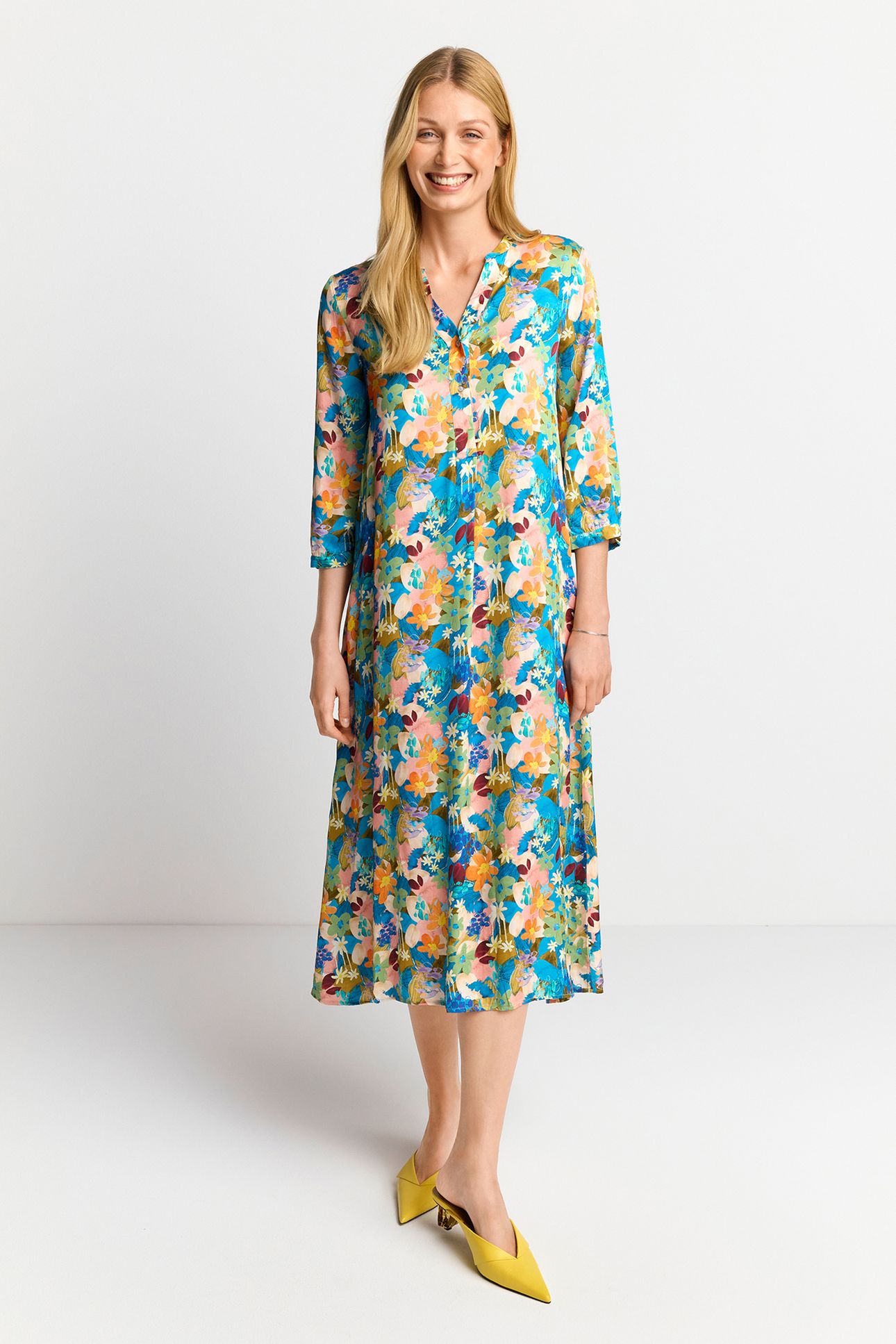 PRINTED V-NECK DRESS WITH FLOWER PRINT RECYCLED ORIGINAL 2