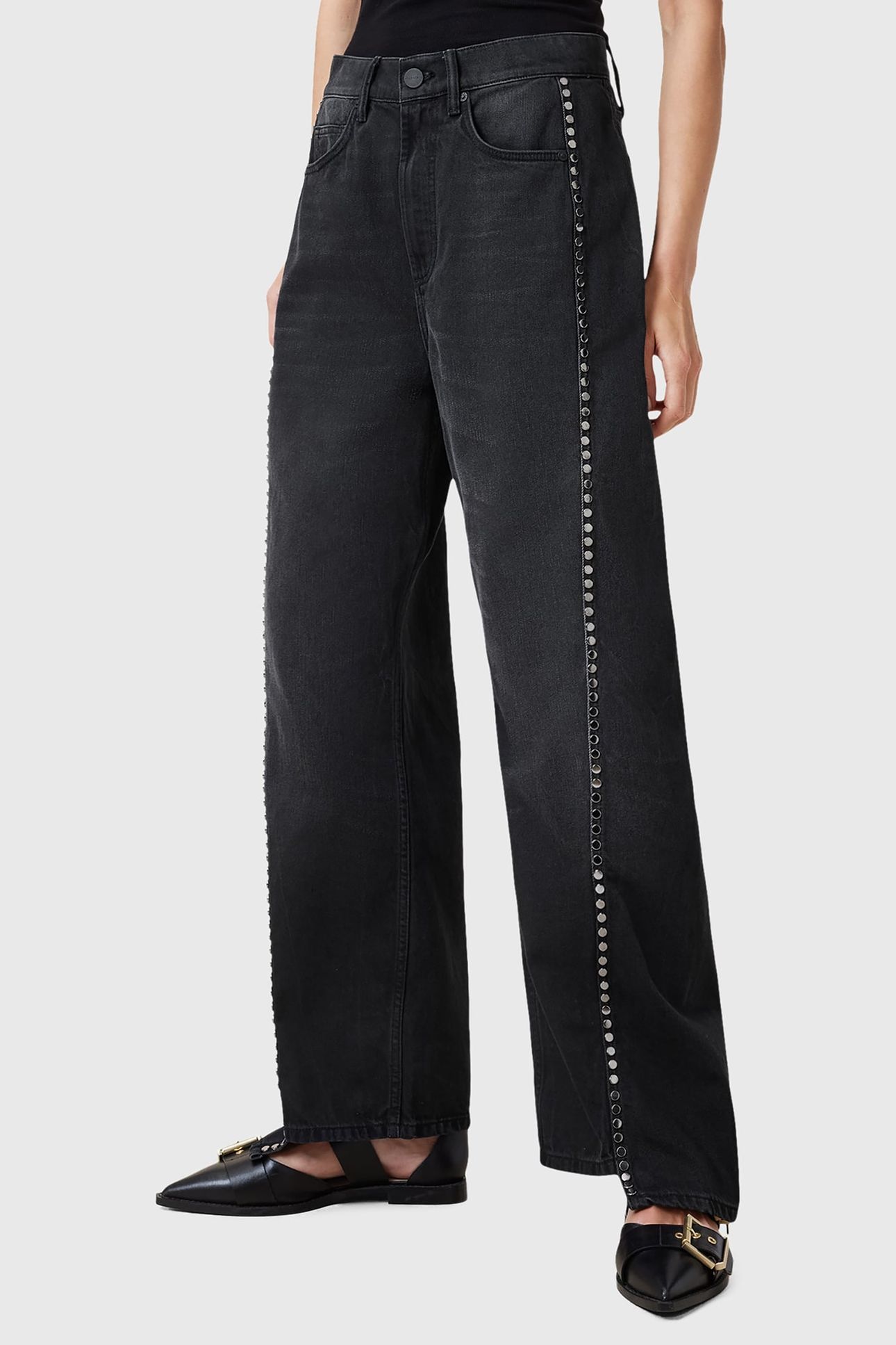 FRANKIE STUD JEAN WASHED BLACK 1
