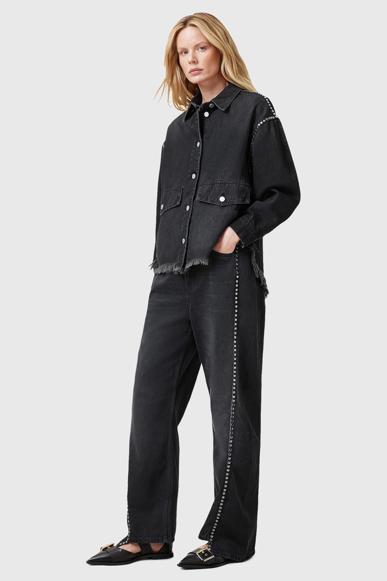 FRANKIE STUD JEAN WASHED BLACK 3