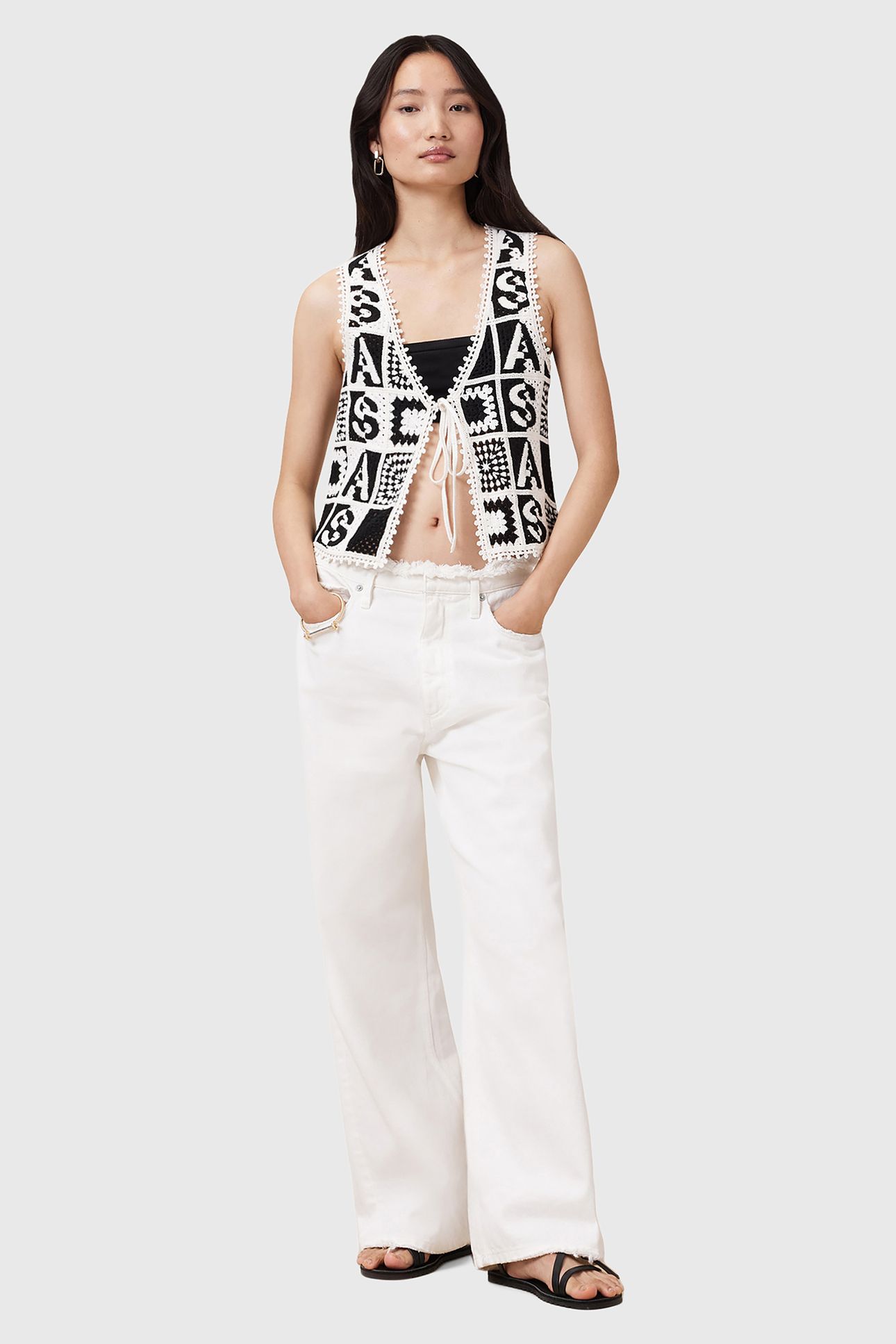 FLORENCE WAISTCOAT BLACK/CHALK WHITE 3