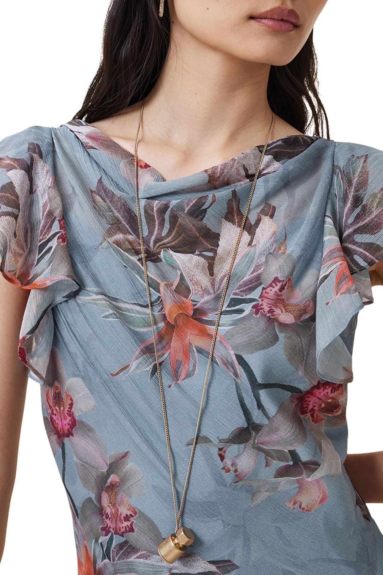 FLORA DRESS ADENA DUSTY BLUE 5