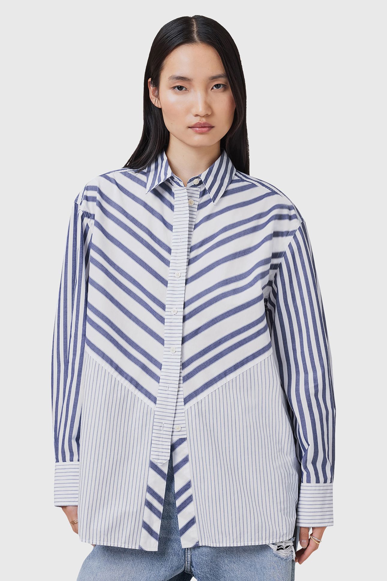 SHANNON STRIPE SHIRT WHITE/BLUE 1