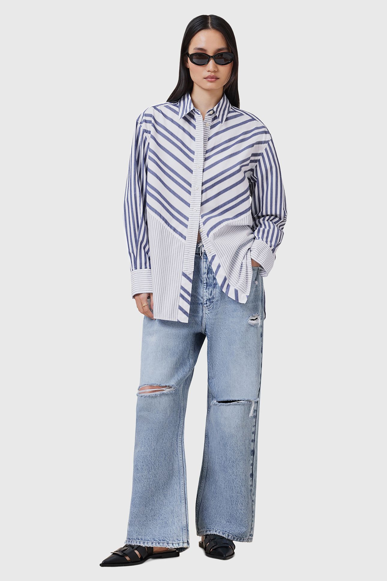 SHANNON STRIPE SHIRT WHITE/BLUE 3