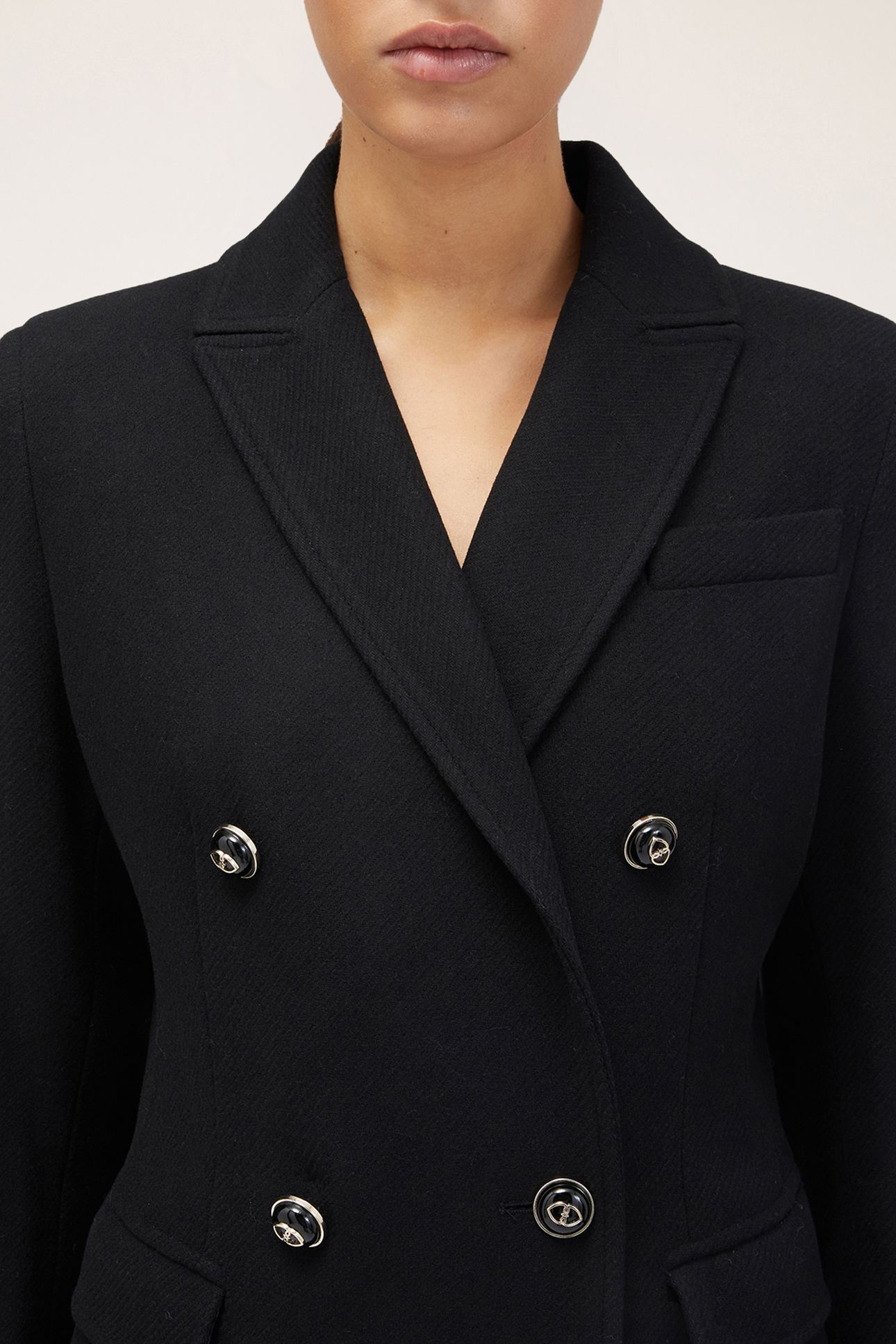 DOUBLE-BREASTED CLOTH COAT BLACK 5