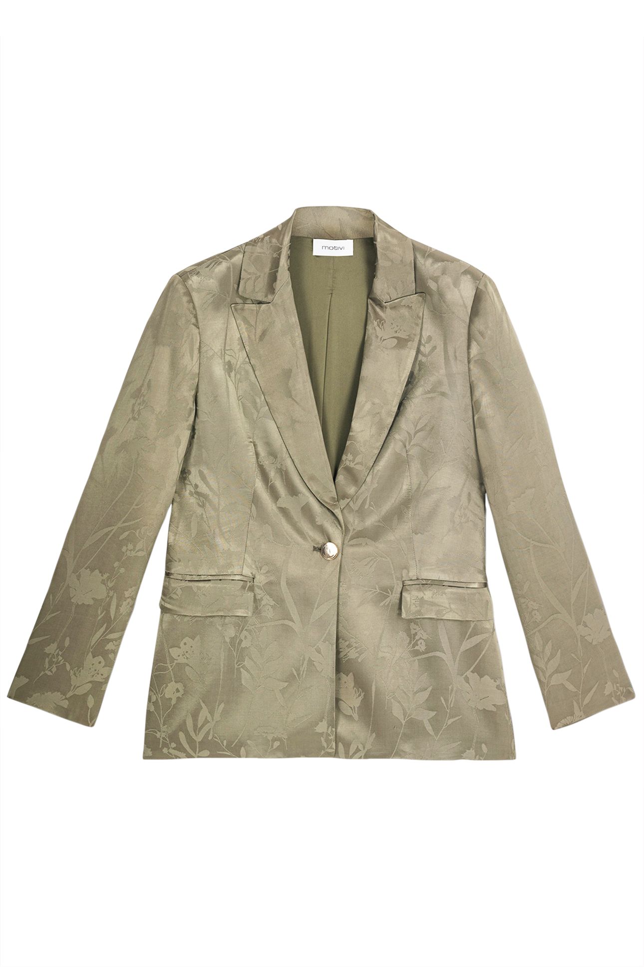 SINGLE-BREASTED JACQUARD SATIN JACKET GREEN 4