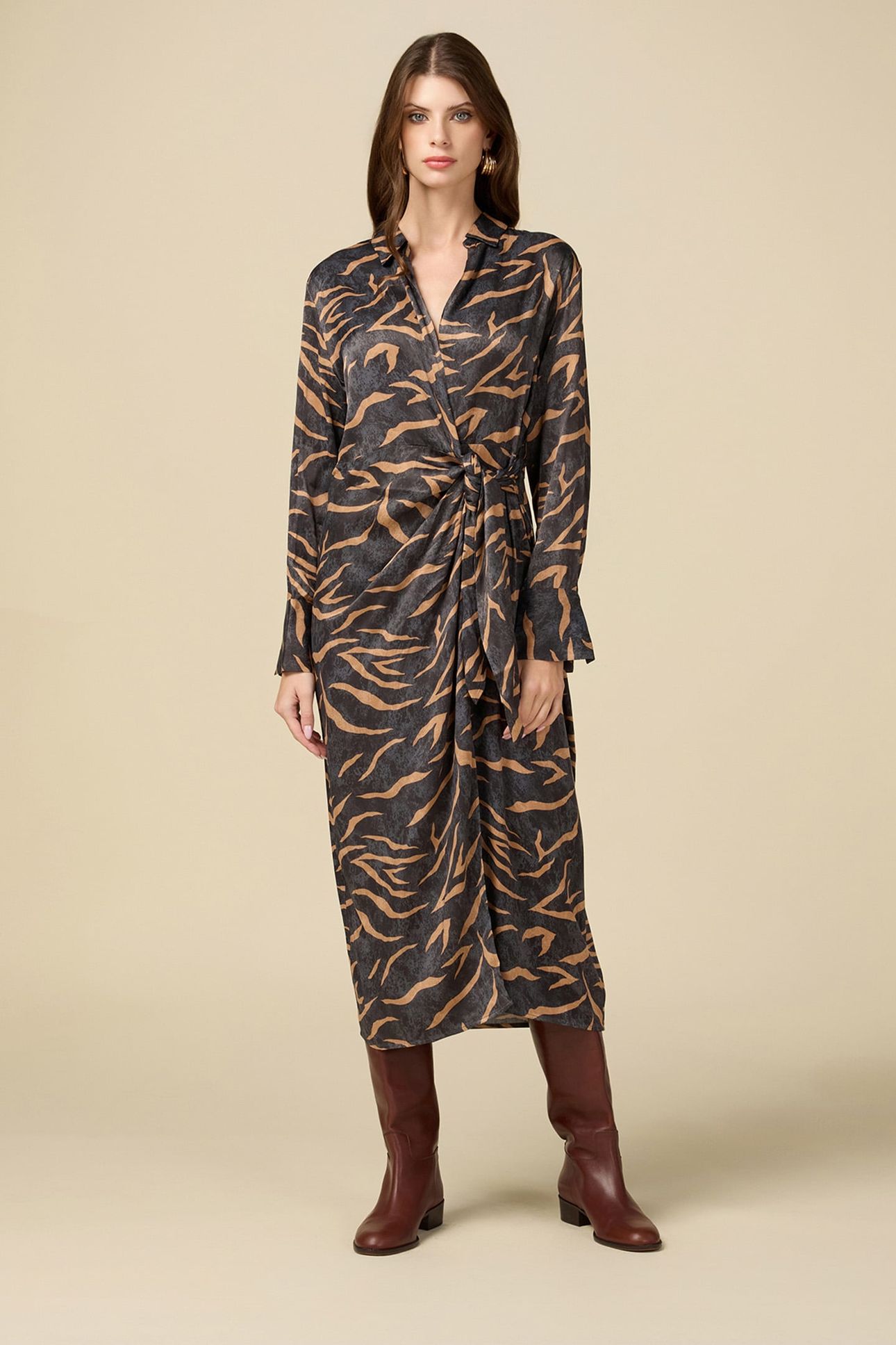 WRAP MIDI DRESS GREY 1