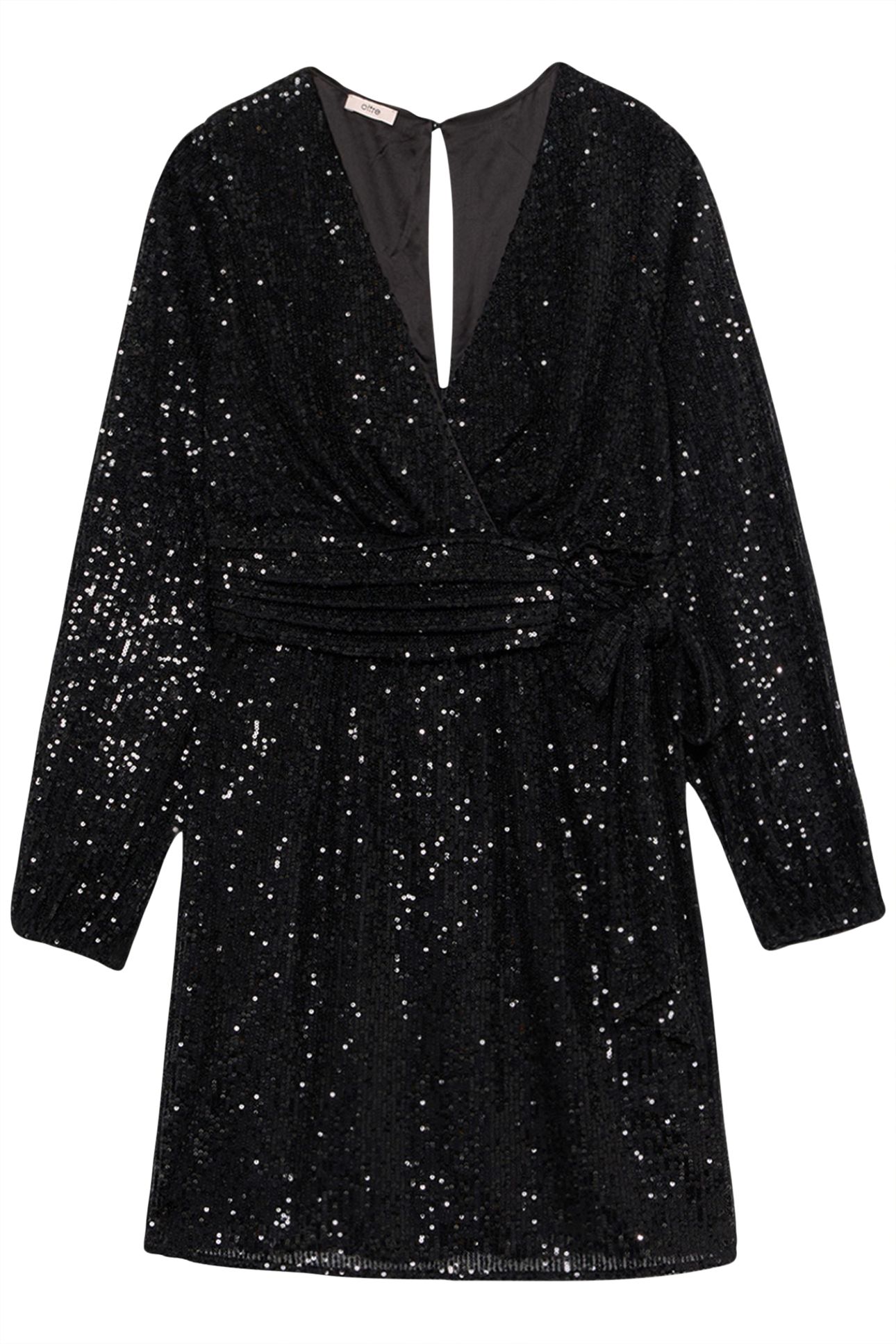 SHORT SEQUIN DRESS WITH LONG-SLEEVES BLACK 3