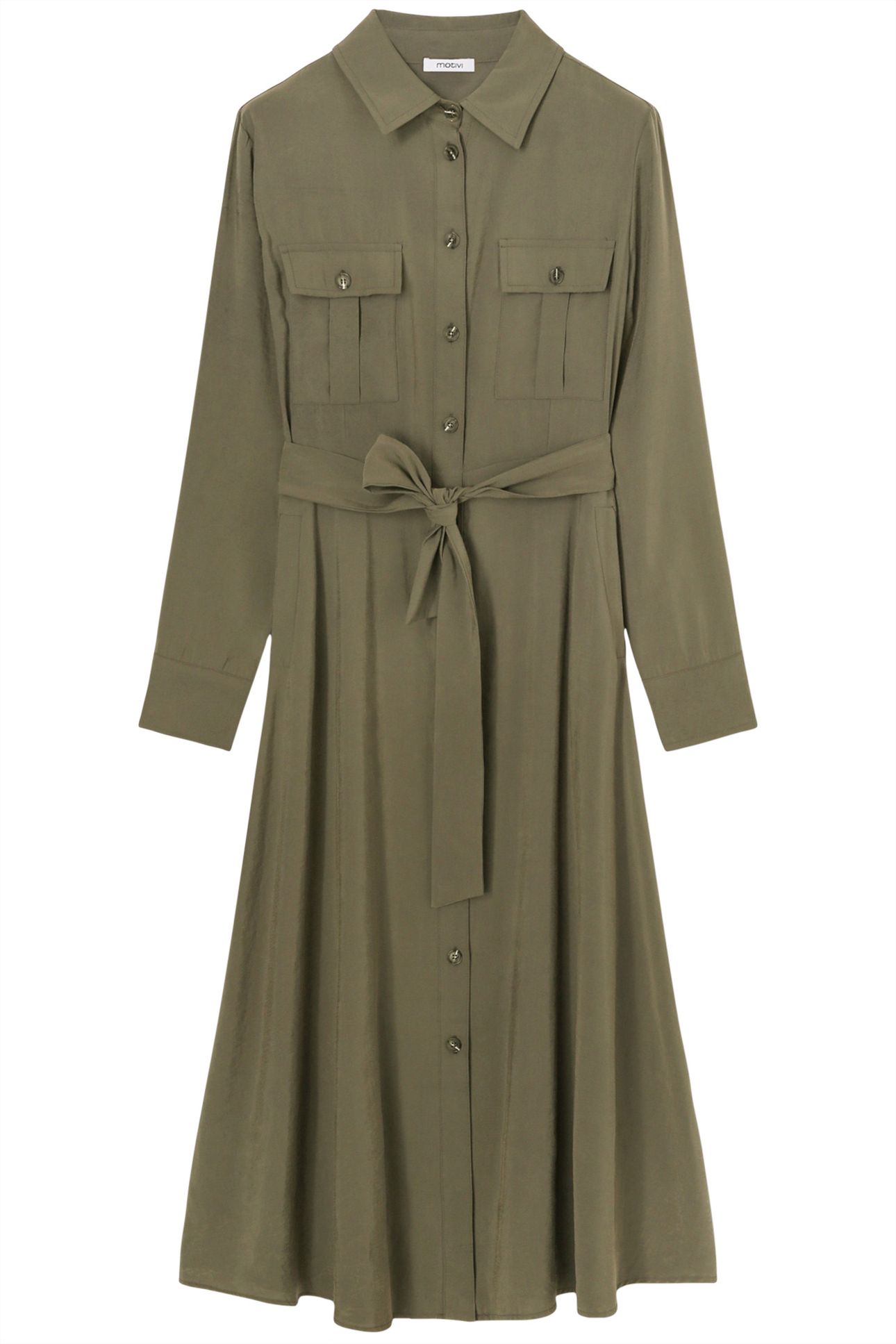 MODAL BLEND CHEMISIER DRESS MILITARY GREEN 3